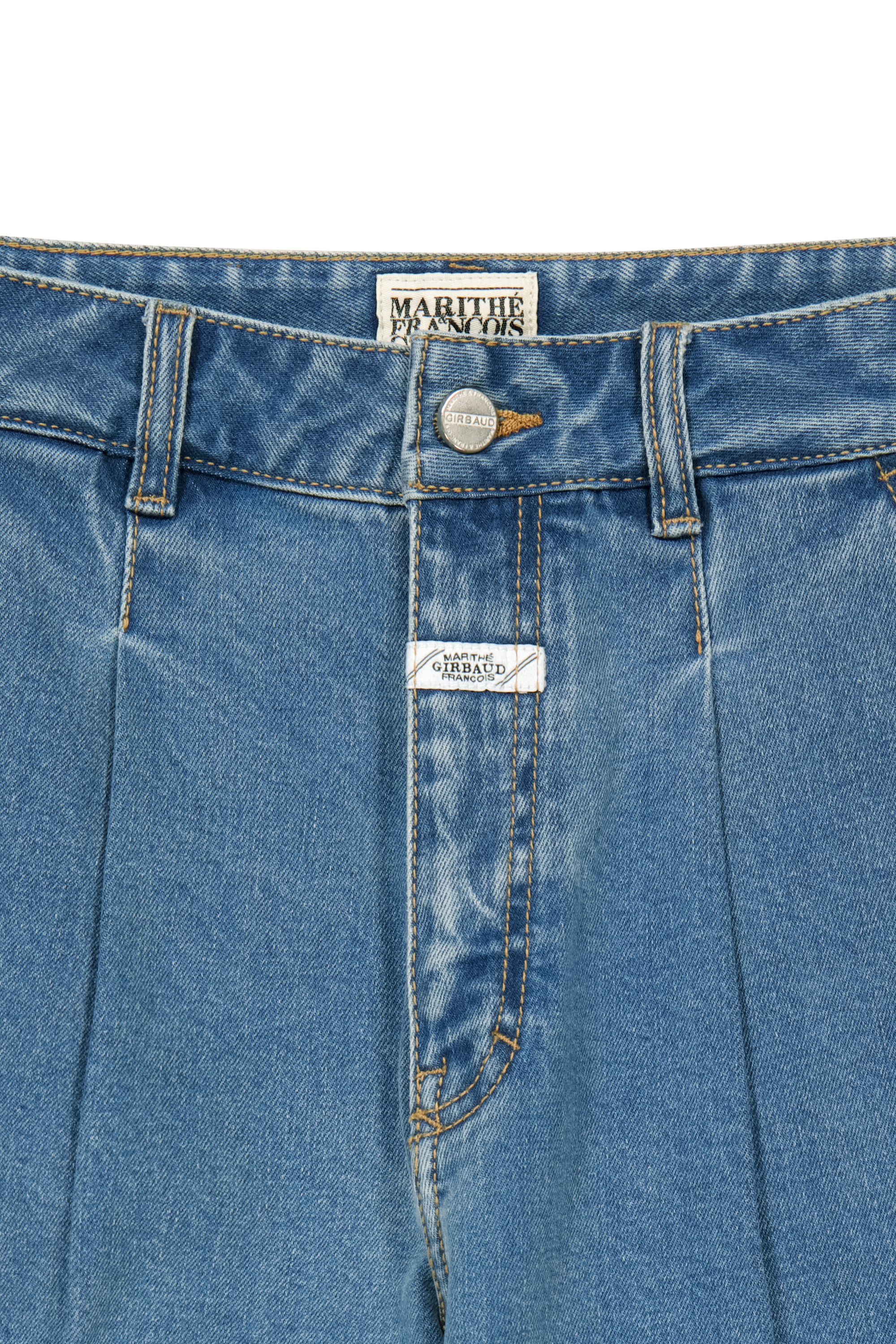 W LOW-WAIST TUCK WIDE DENIM PANTS
