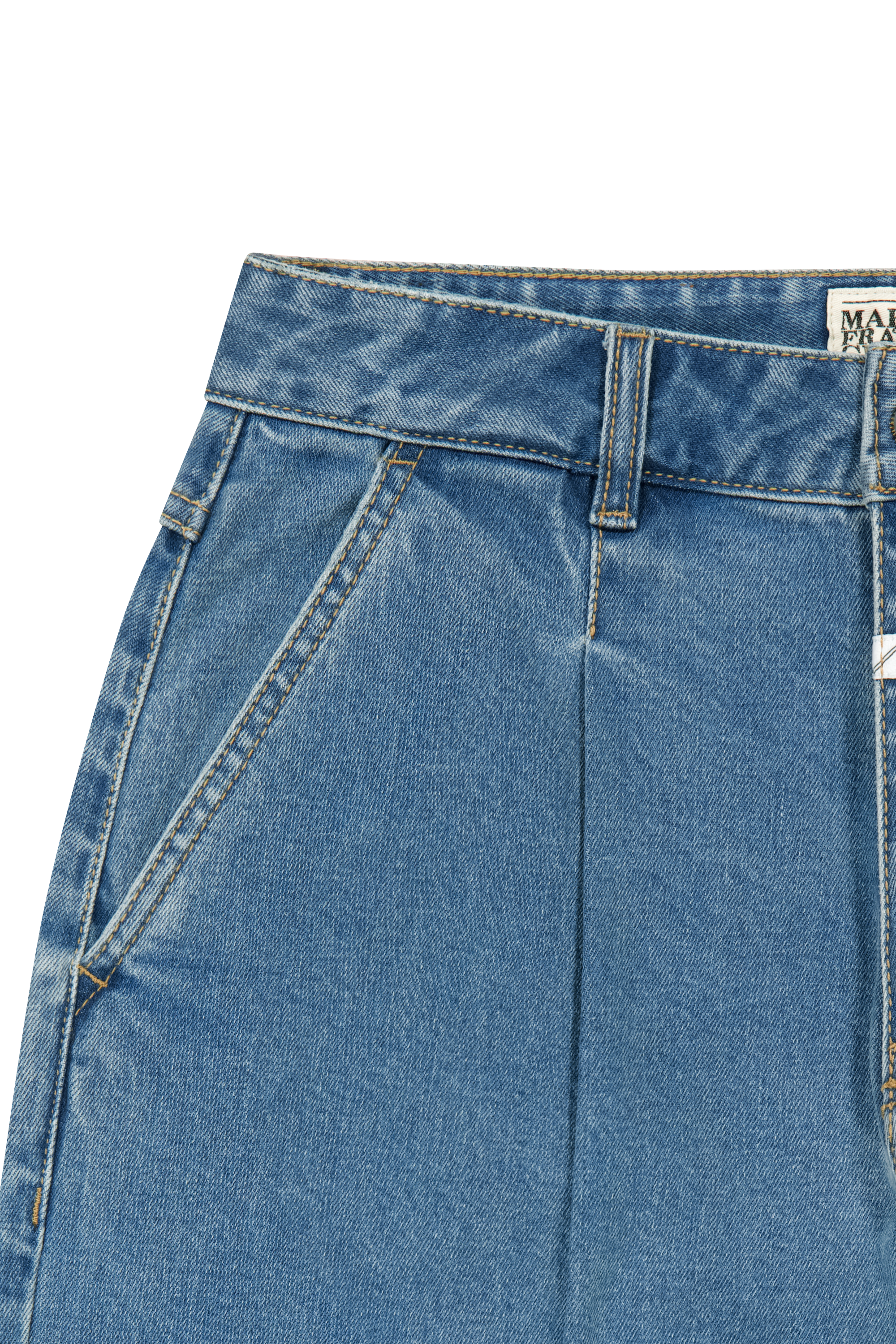 W LOW-WAIST TUCK WIDE DENIM PANTS