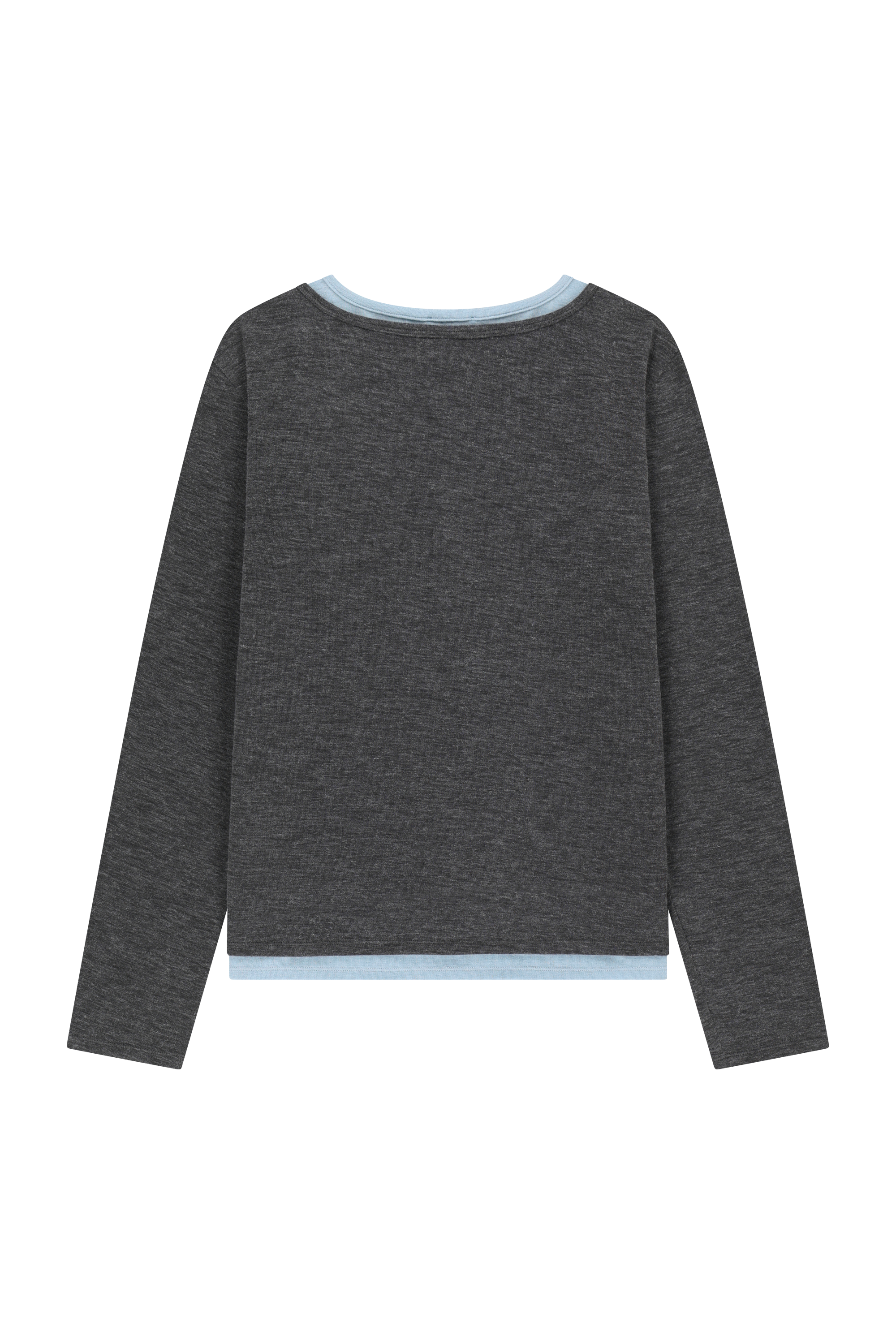 W HENLEY NECK LAYERED LONG SLEEVE TEE