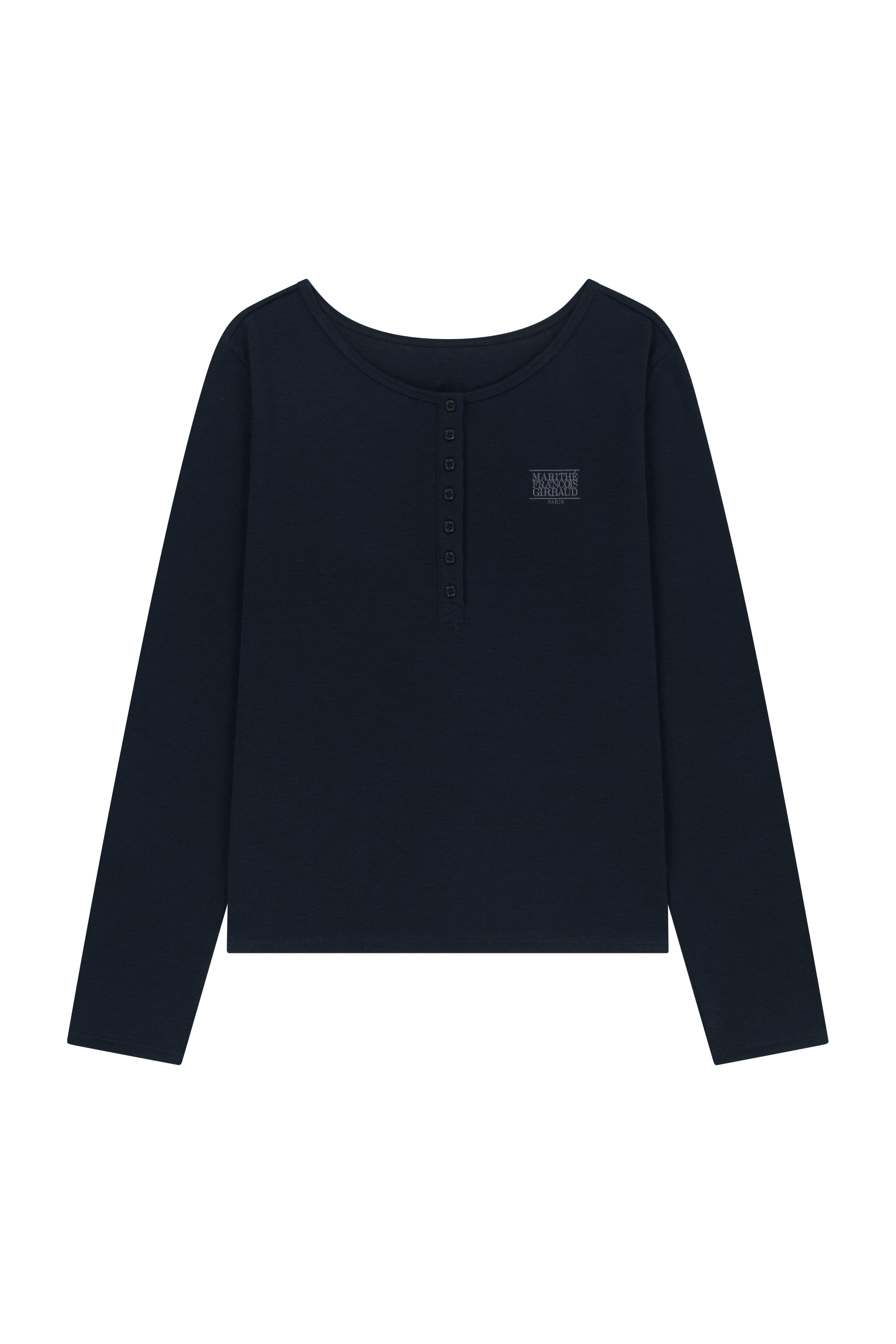 W HENLEY NECK LAYERED LONG SLEEVE TEE