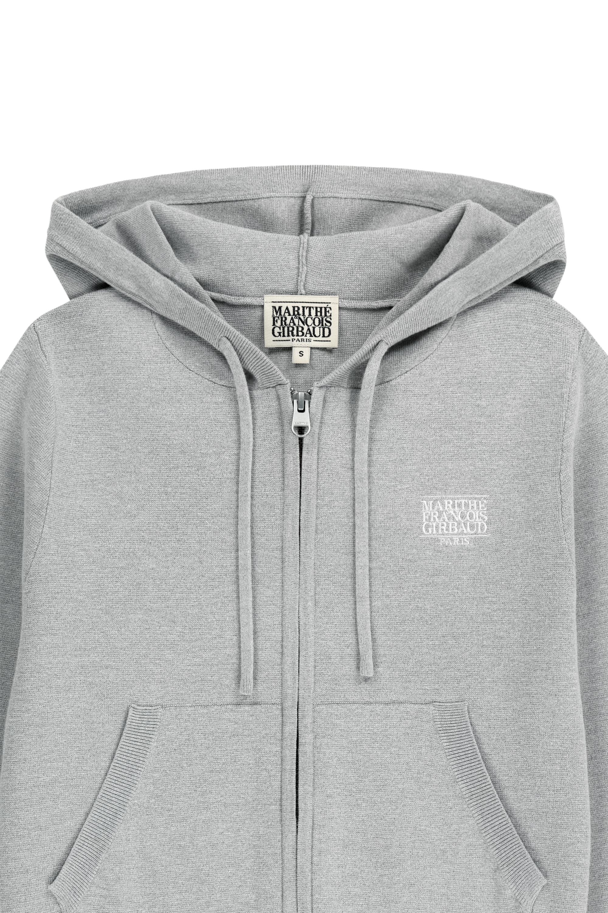 W SMALL CLASSIC LOGO CROP KNIT HOODIE ZIPUP