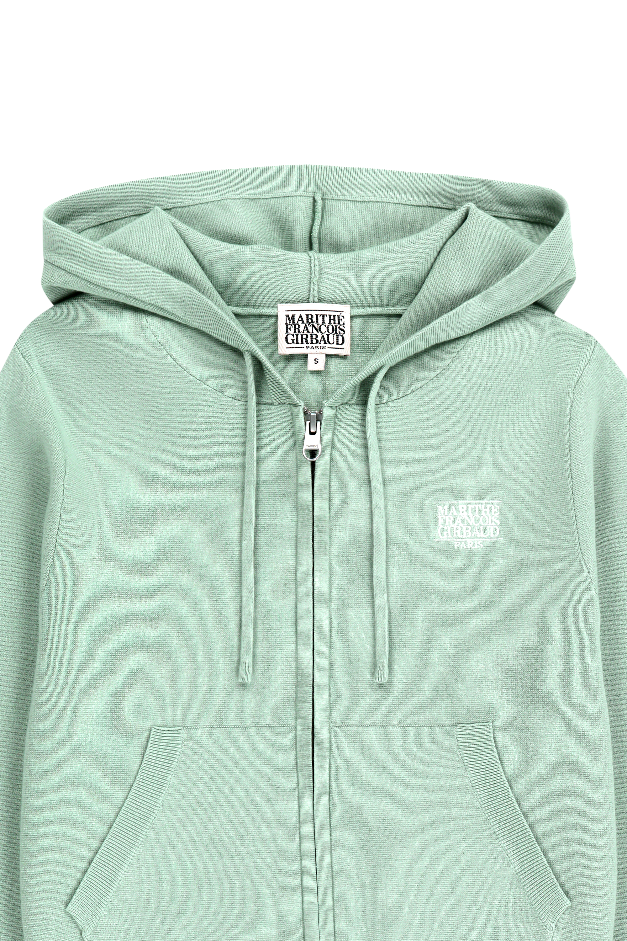 W SMALL CLASSIC LOGO CROP KNIT HOODIE ZIPUP