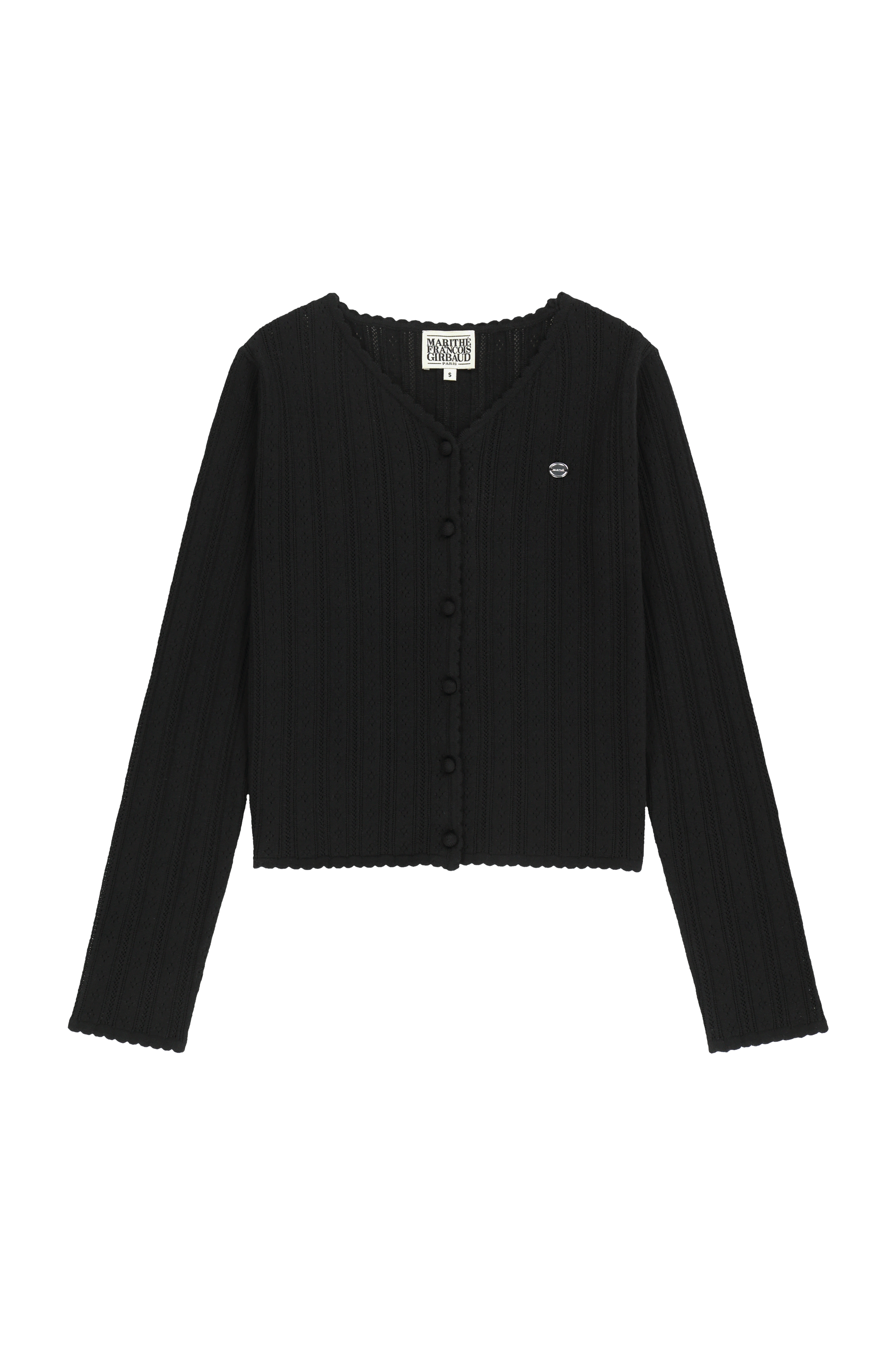 W V-NECK CROCHET KNIT CARDIGAN