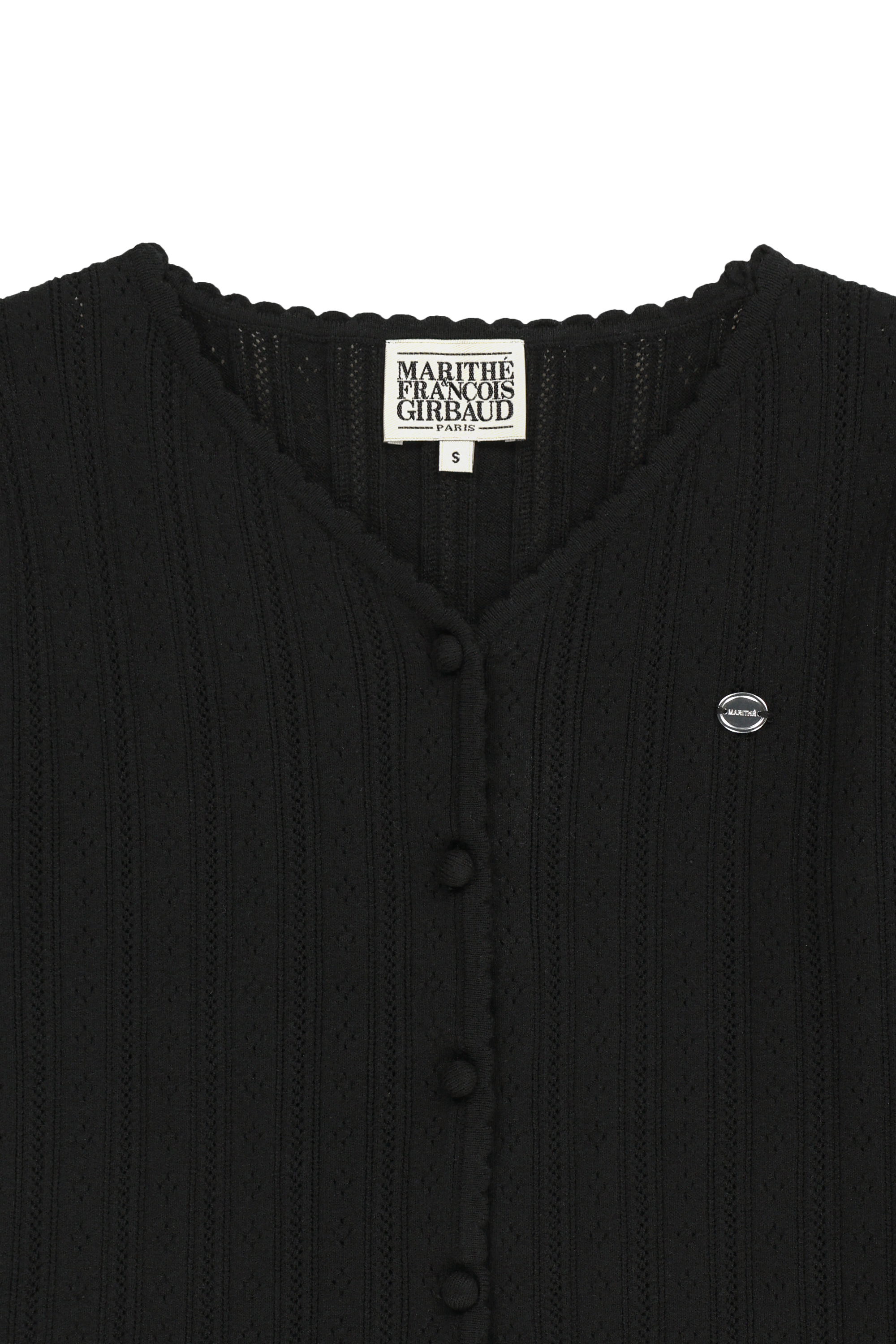 W V-NECK CROCHET KNIT CARDIGAN