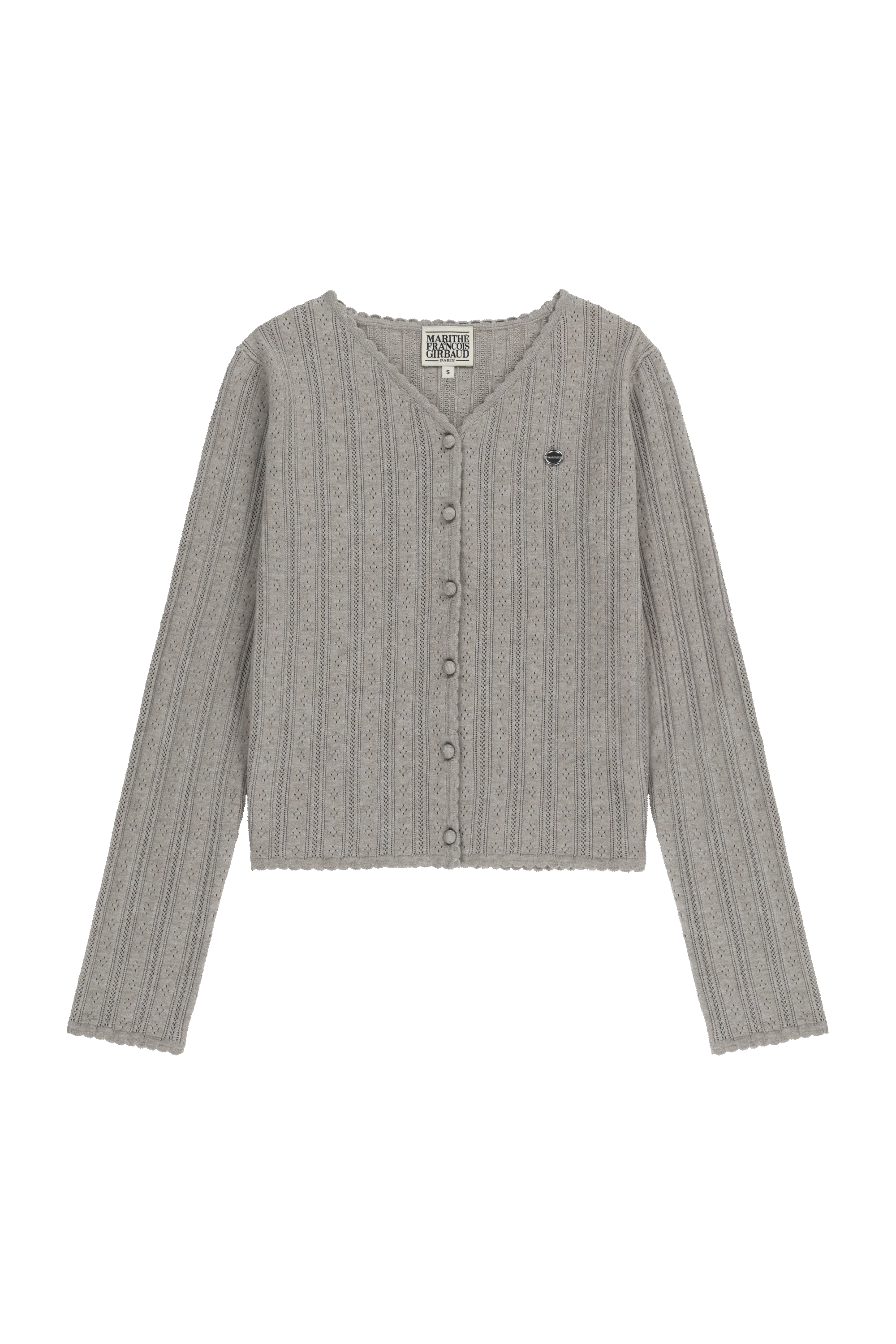 W V-NECK CROCHET KNIT CARDIGAN