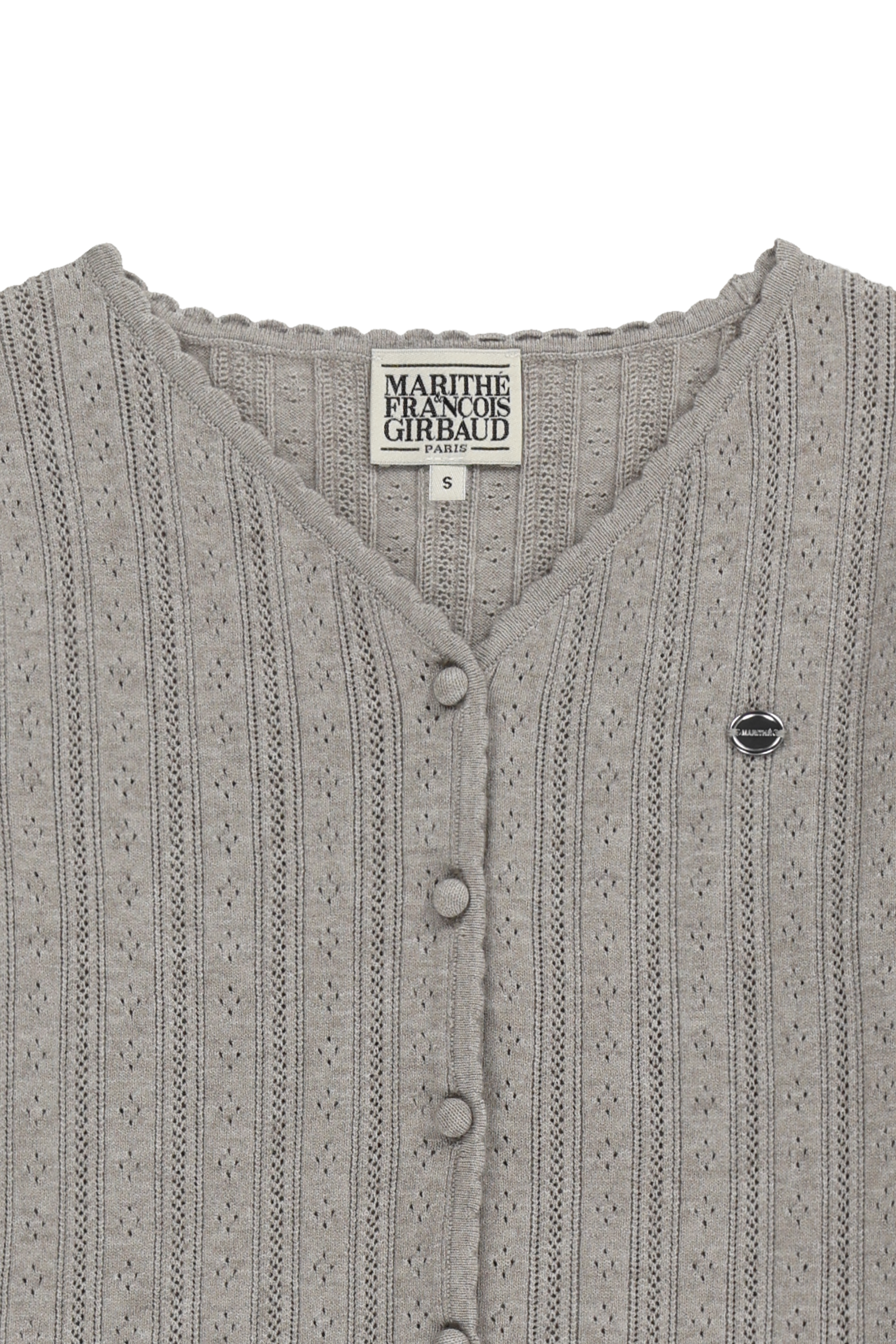 W V-NECK CROCHET KNIT CARDIGAN