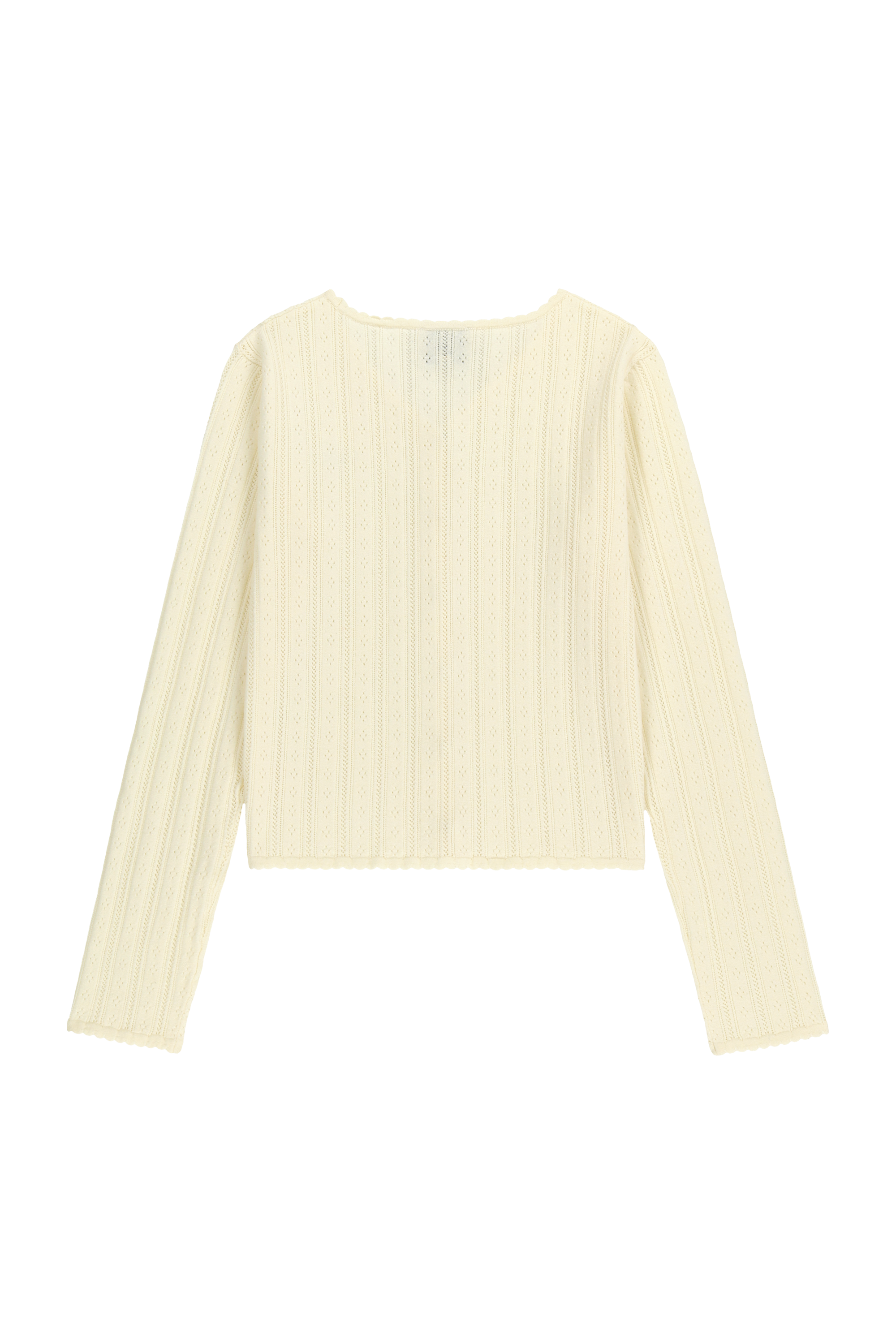 W V-NECK CROCHET KNIT CARDIGAN