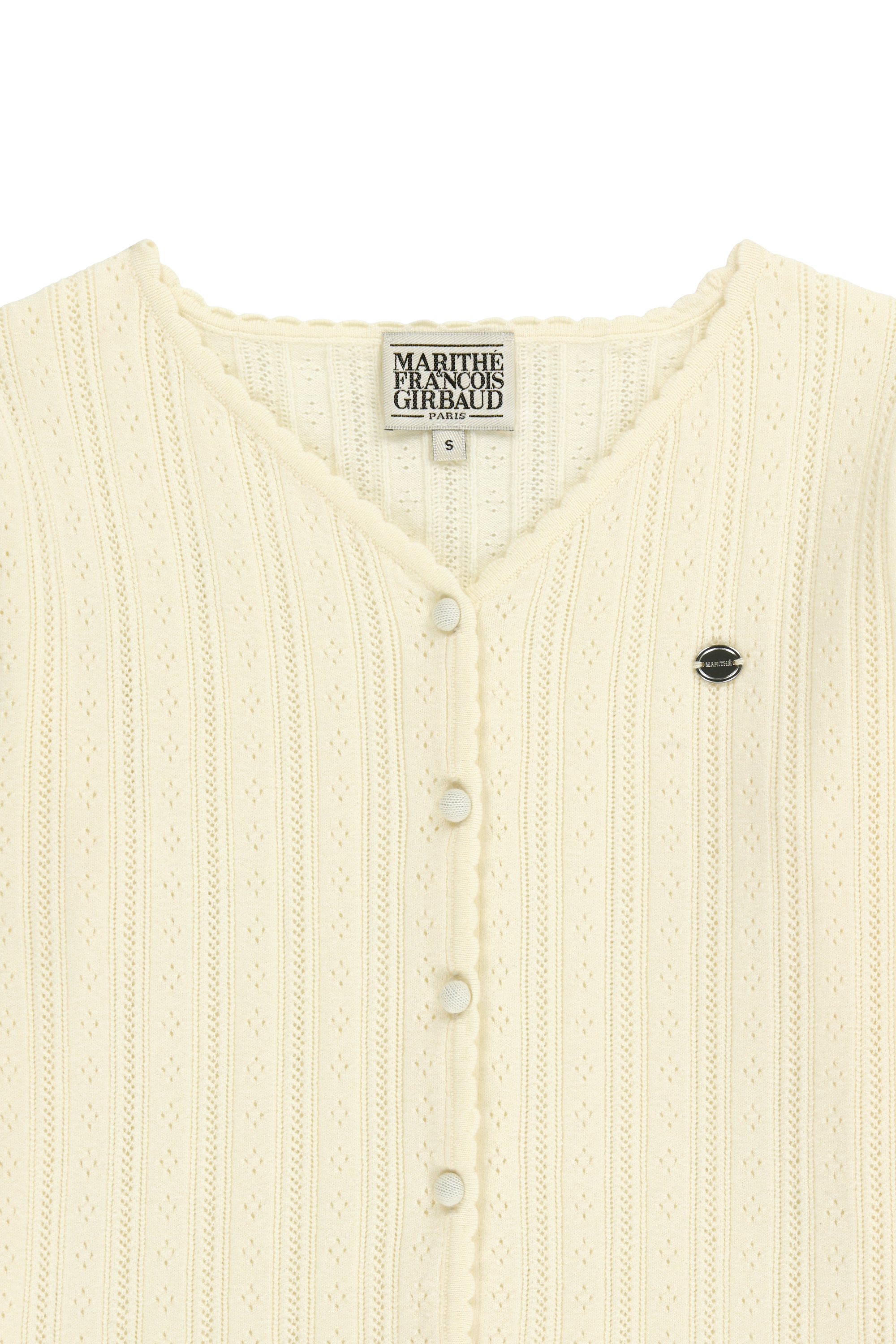 W V-NECK CROCHET KNIT CARDIGAN