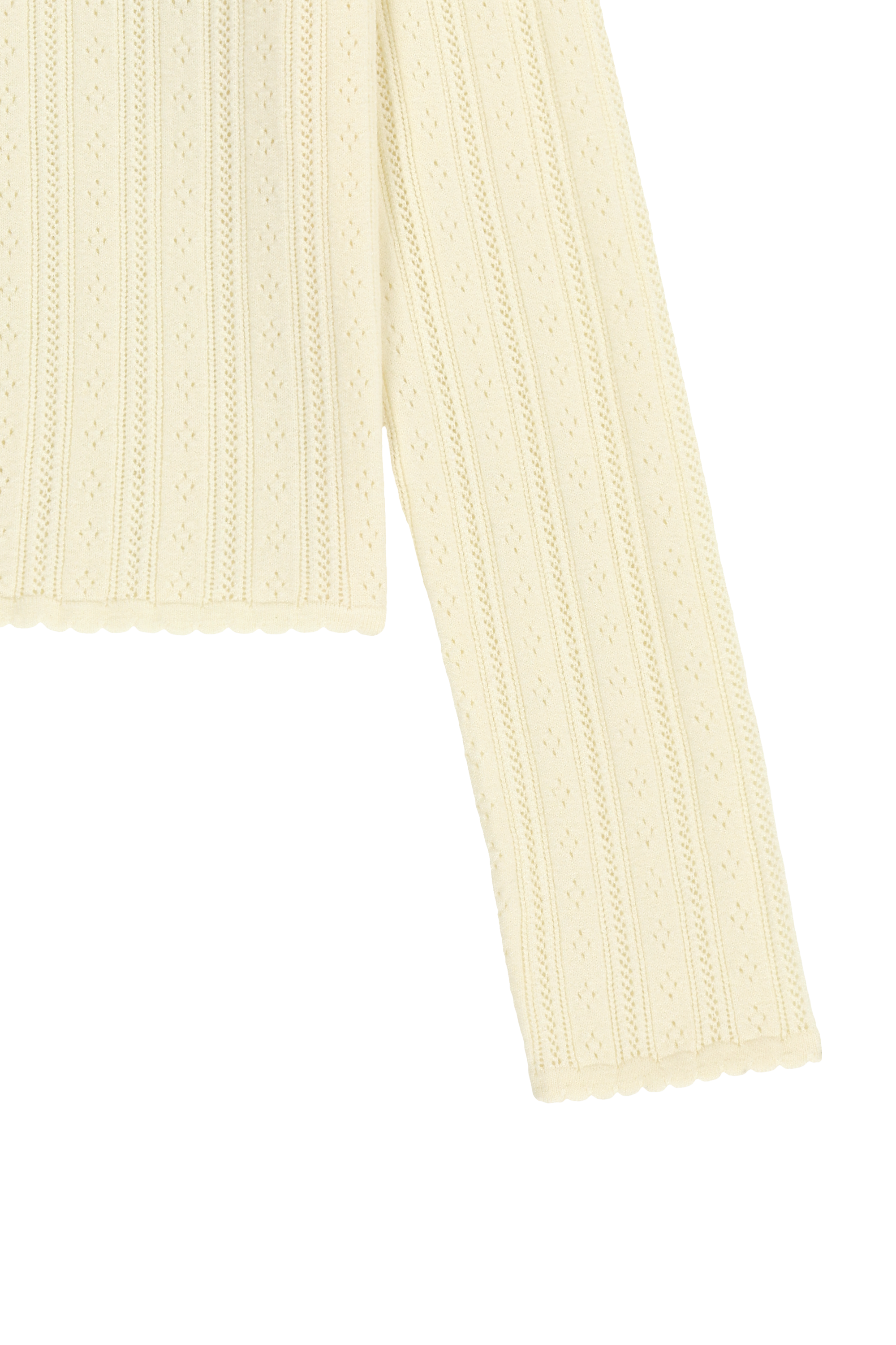 W V-NECK CROCHET KNIT CARDIGAN
