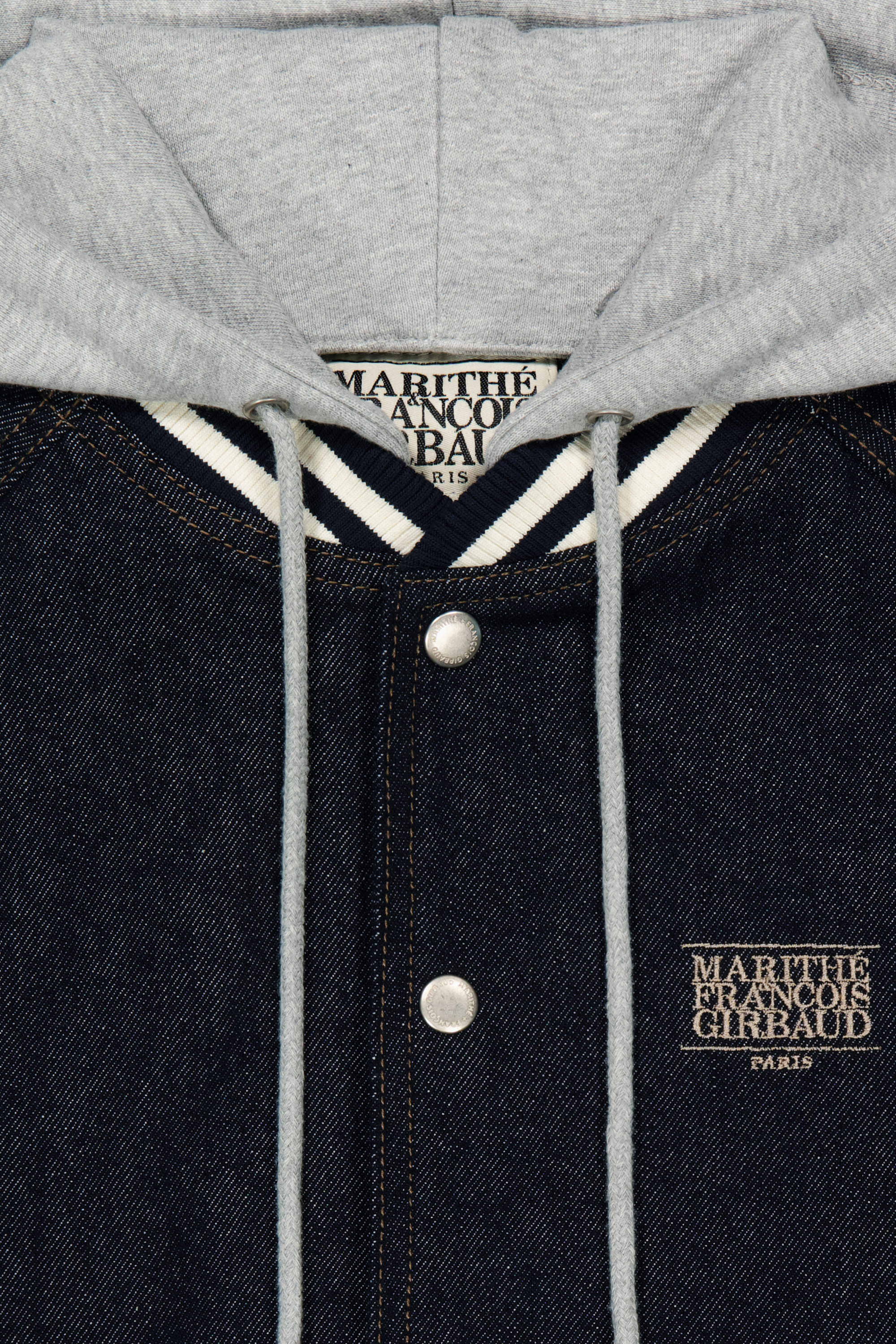 CLASSIC LOGO RAGLAN DENIM VARSITY JACKET