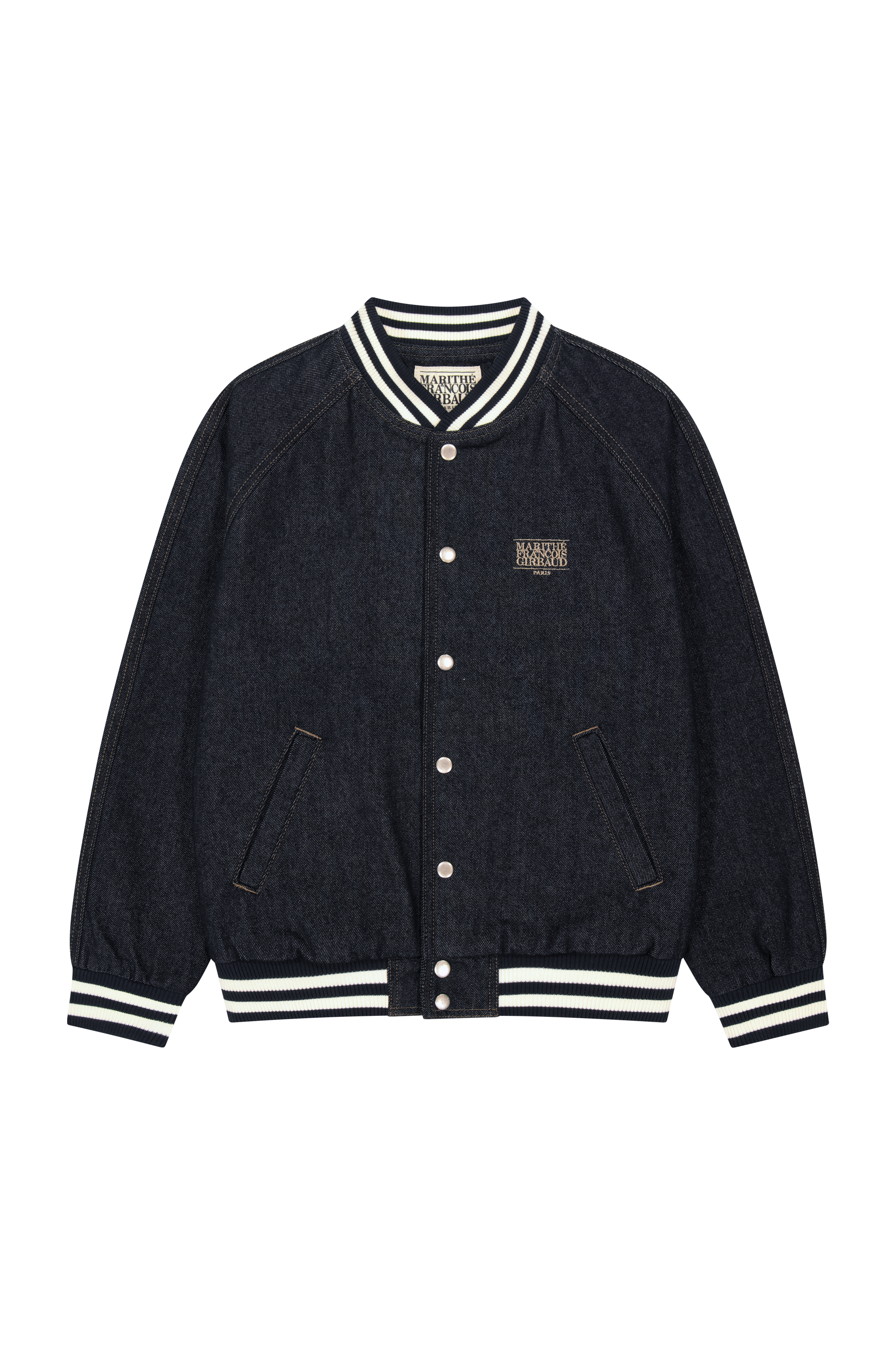 CLASSIC LOGO RAGLAN DENIM VARSITY JACKET