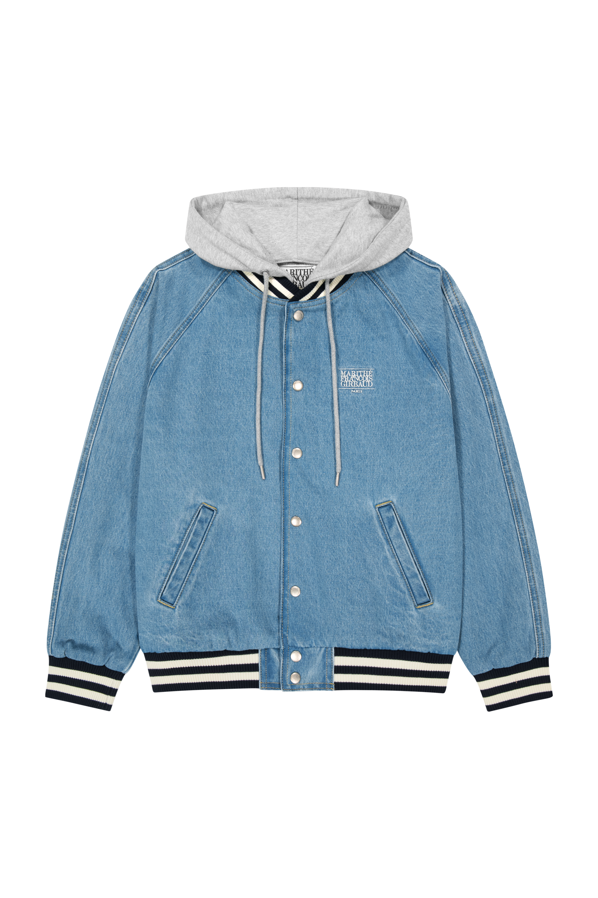 CLASSIC LOGO RAGLAN DENIM VARSITY JACKET