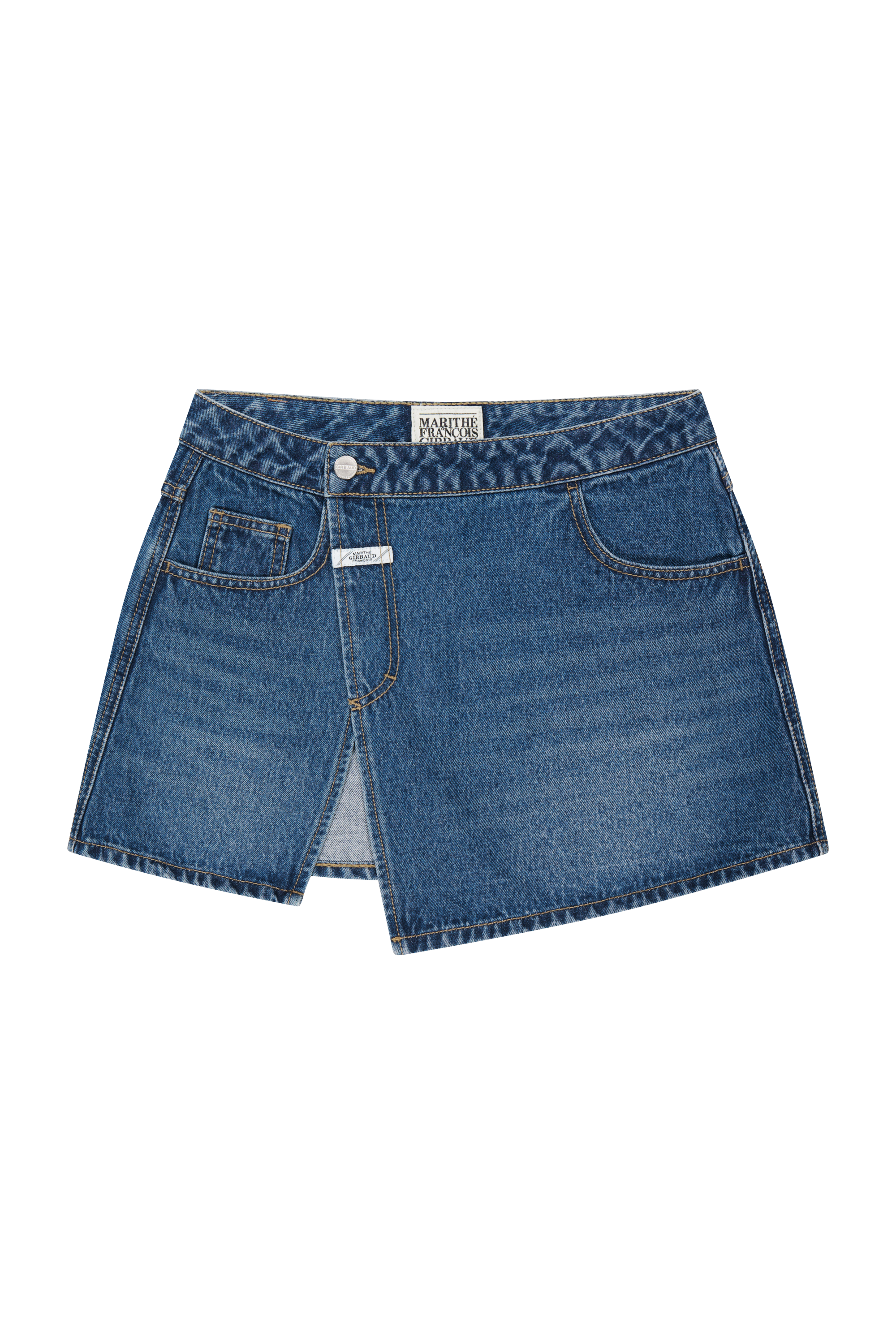 W LAYERED SKIRT DENIM PANTS
