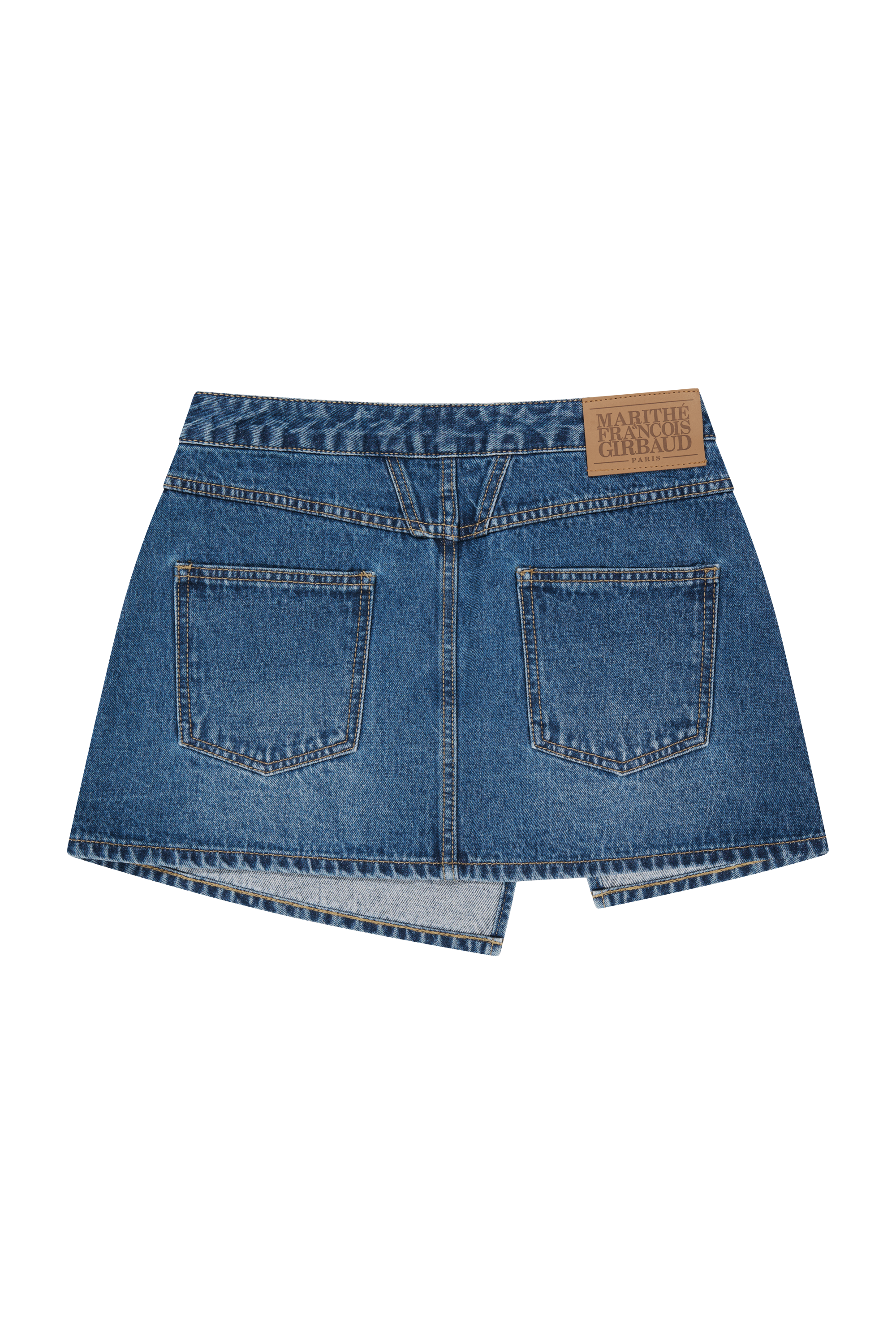 W LAYERED SKIRT DENIM PANTS