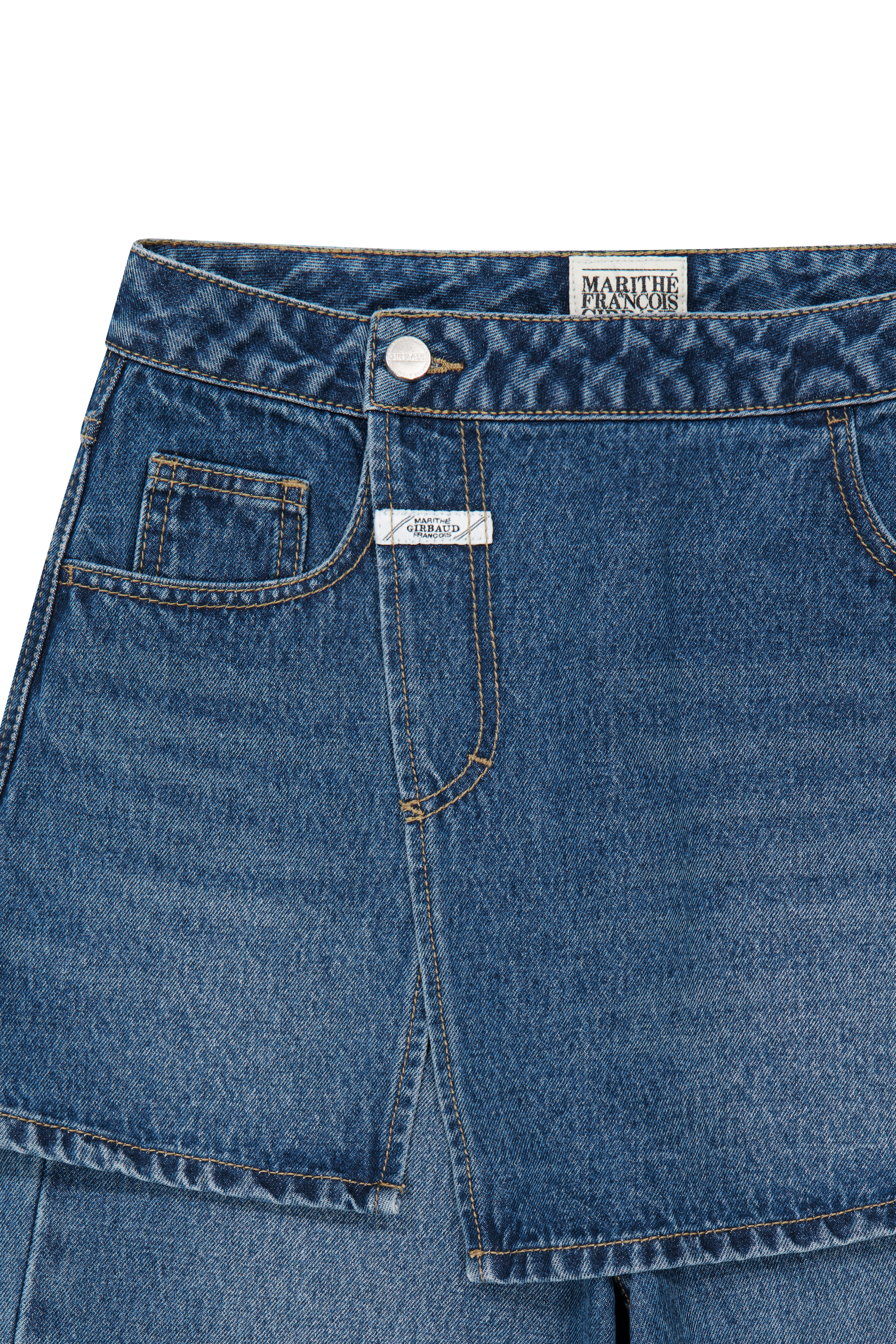 W LAYERED SKIRT DENIM PANTS