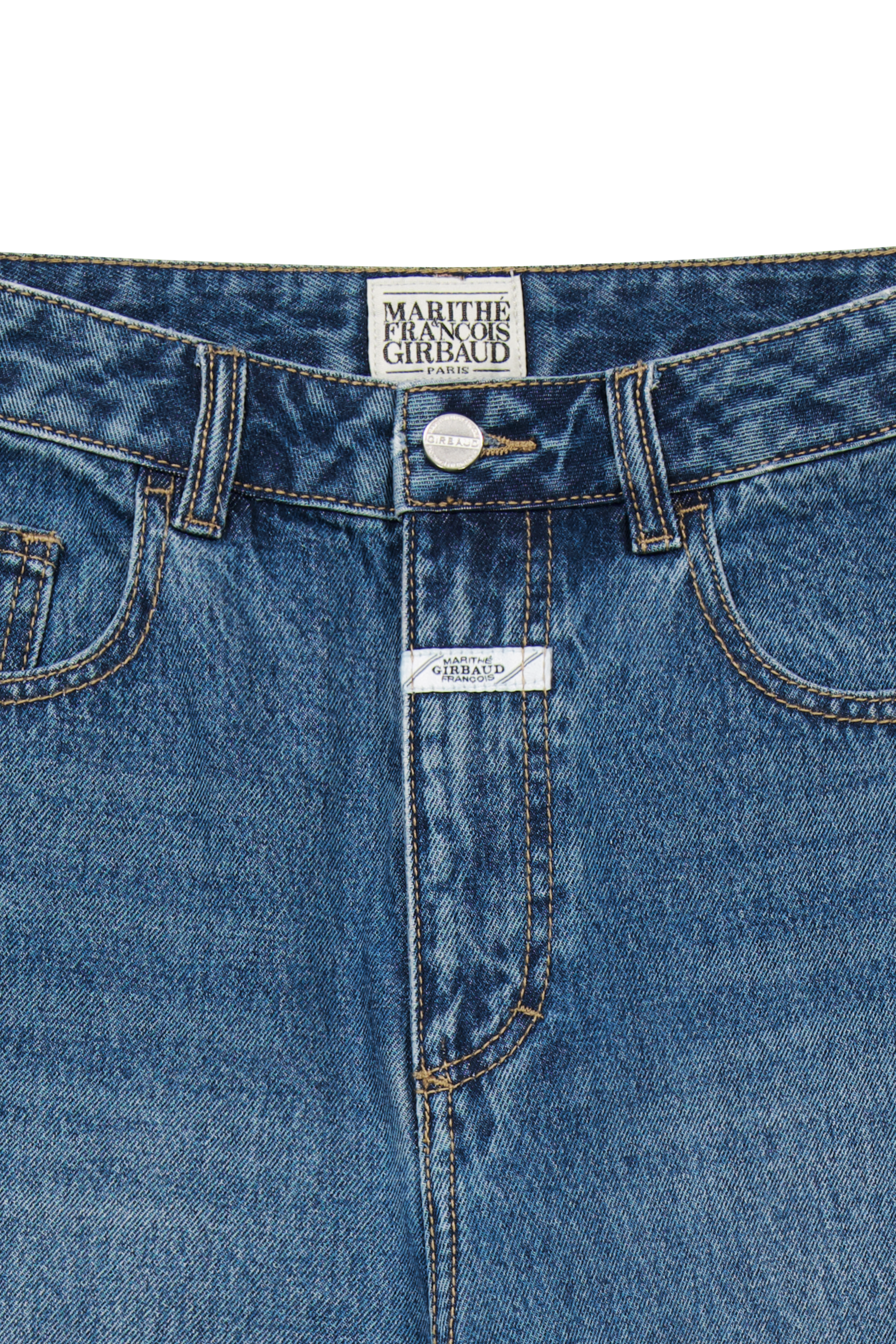 W LAYERED SKIRT DENIM PANTS