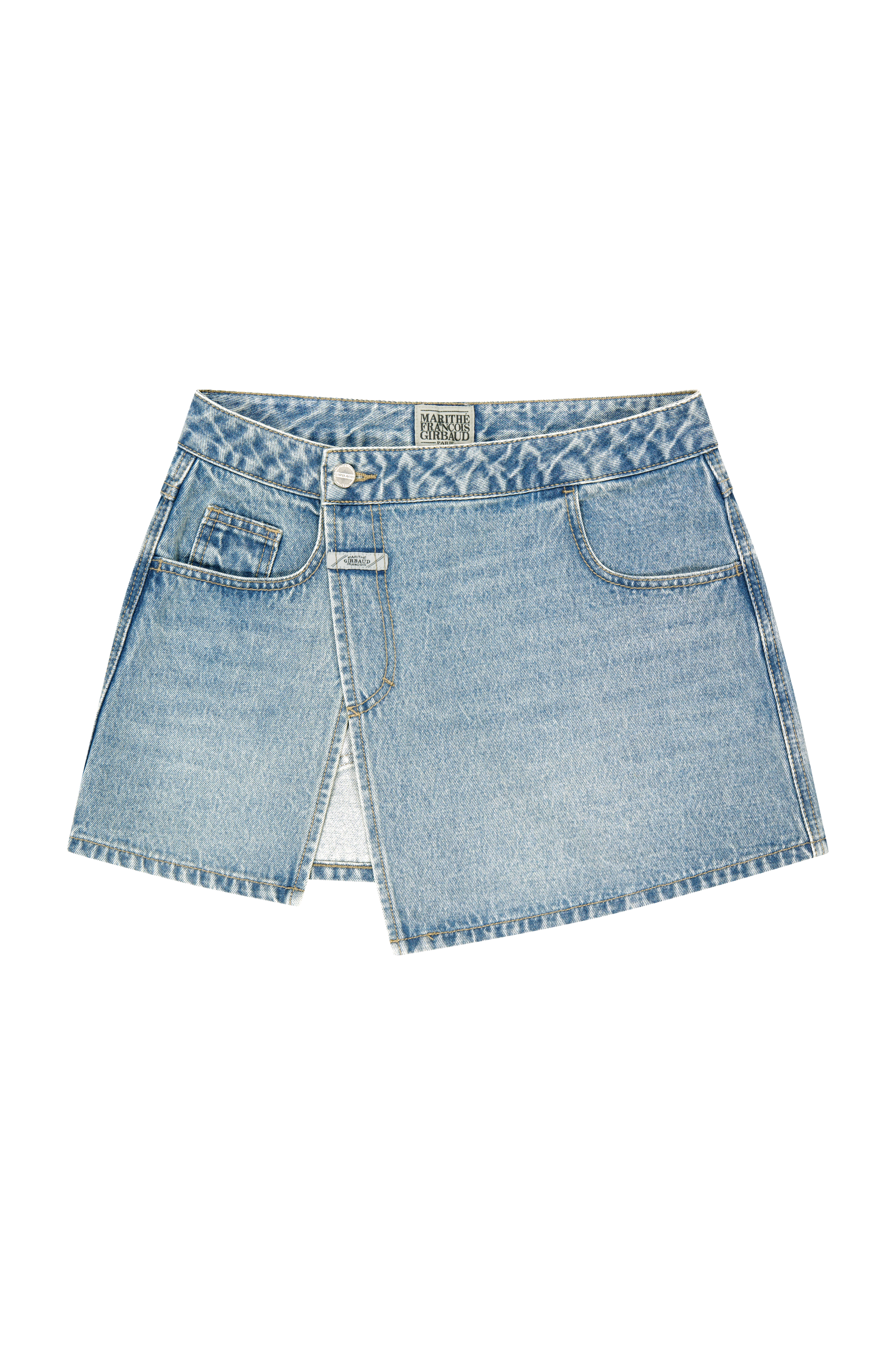 W LAYERED SKIRT DENIM PANTS