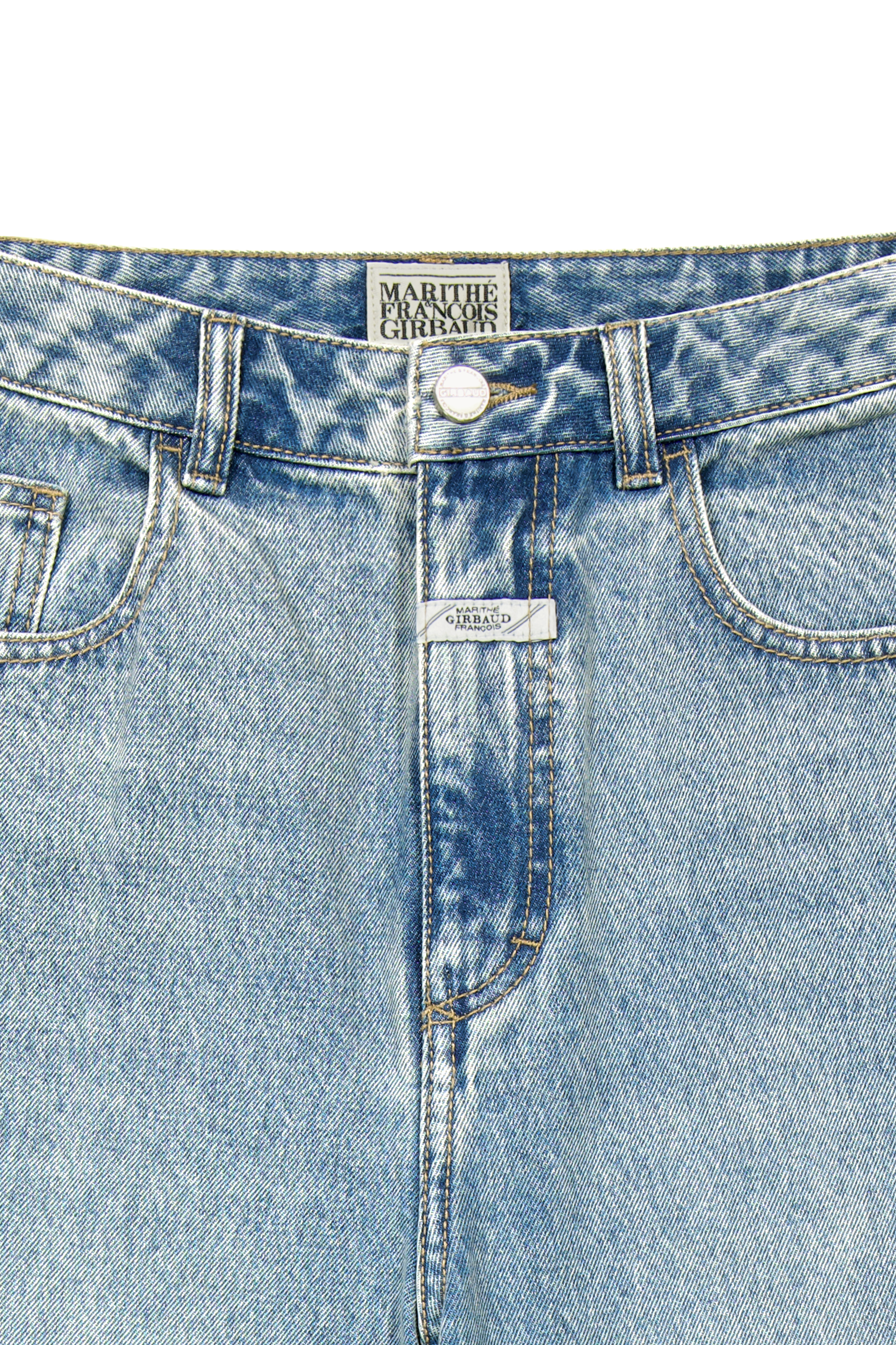 W LAYERED SKIRT DENIM PANTS