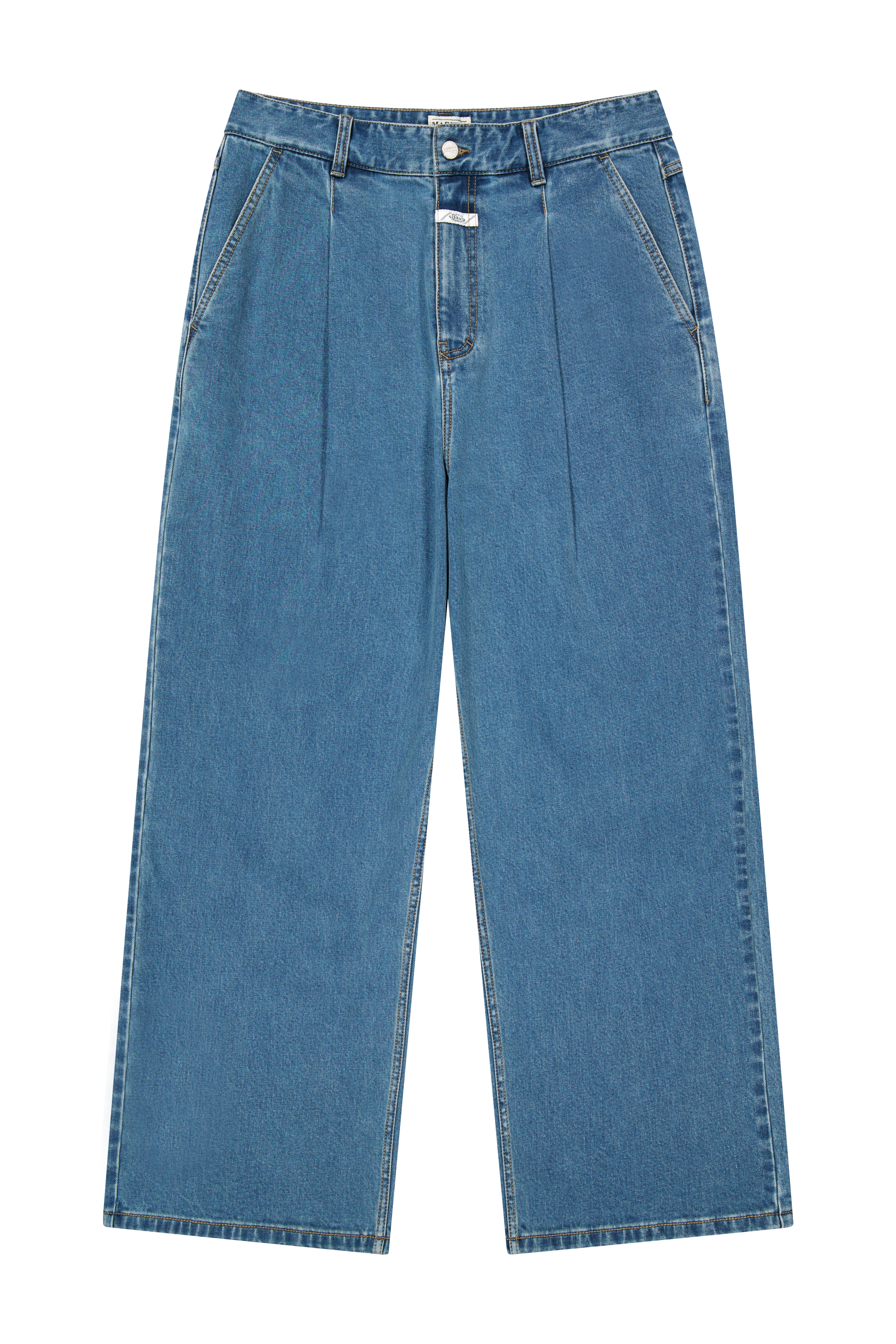 NEW M LOW-WAIST TUCK WIDE DENIM PANTS