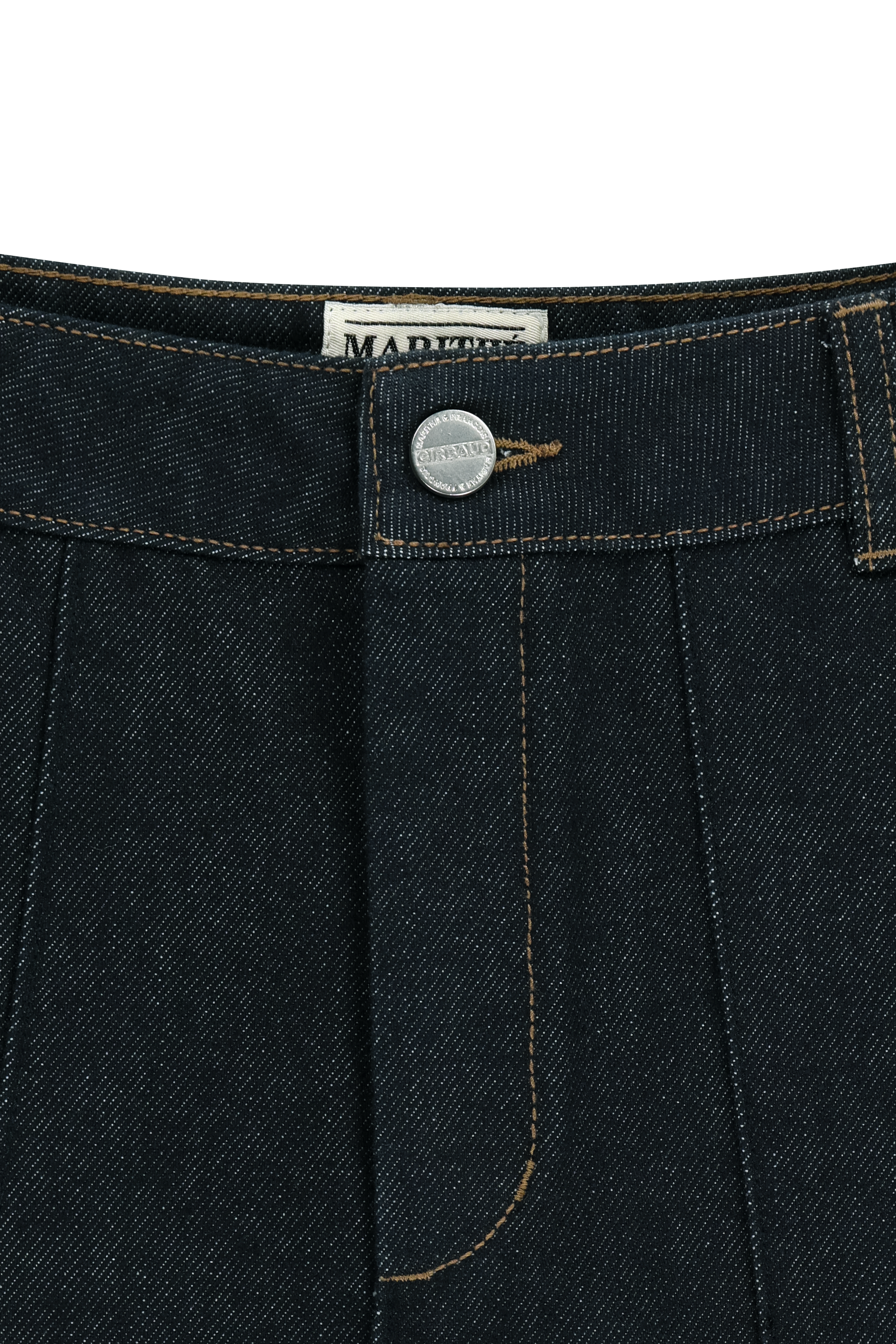 W DENIM PLEATED MIDI SKIRT