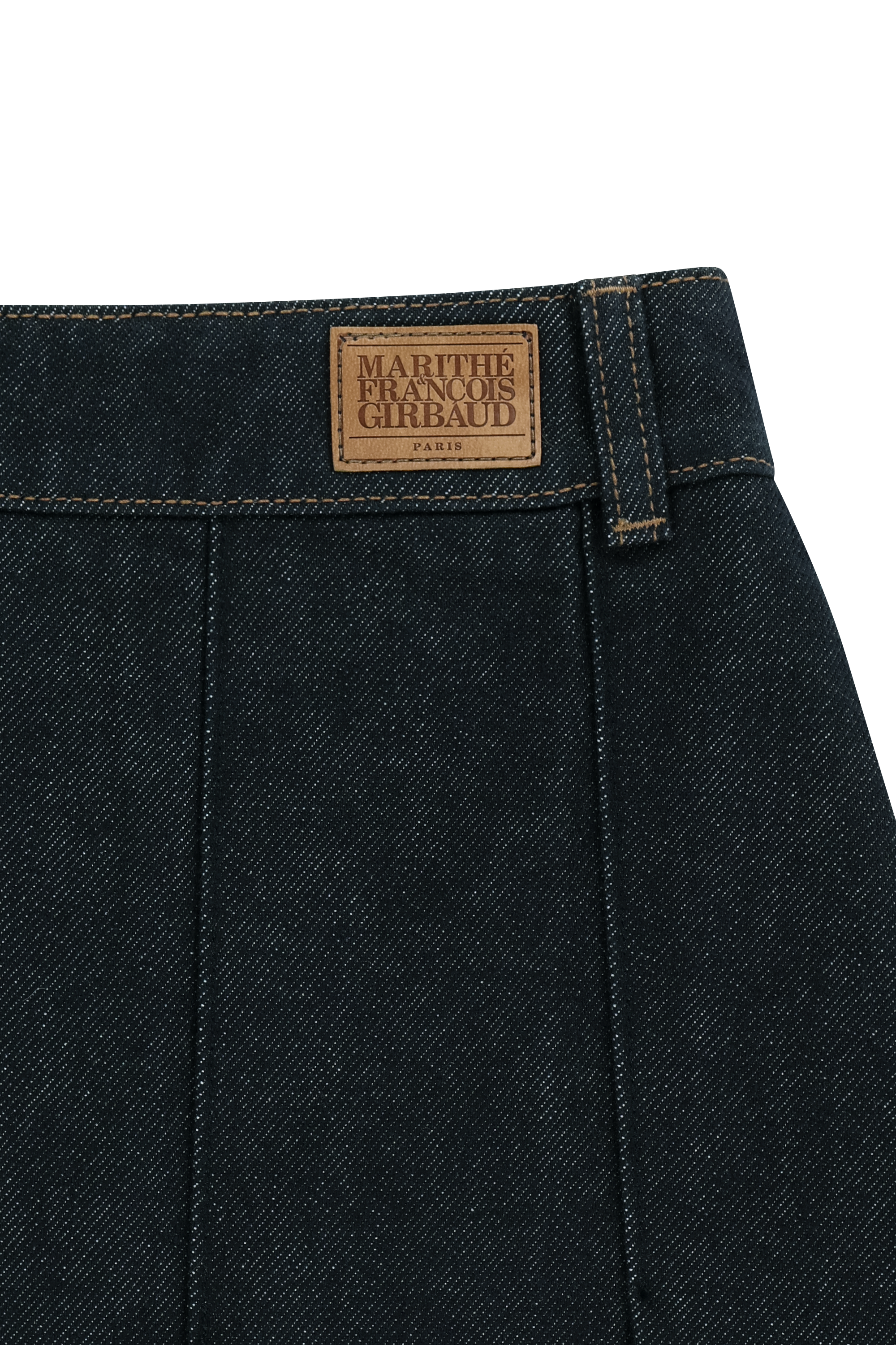 W DENIM PLEATED MIDI SKIRT