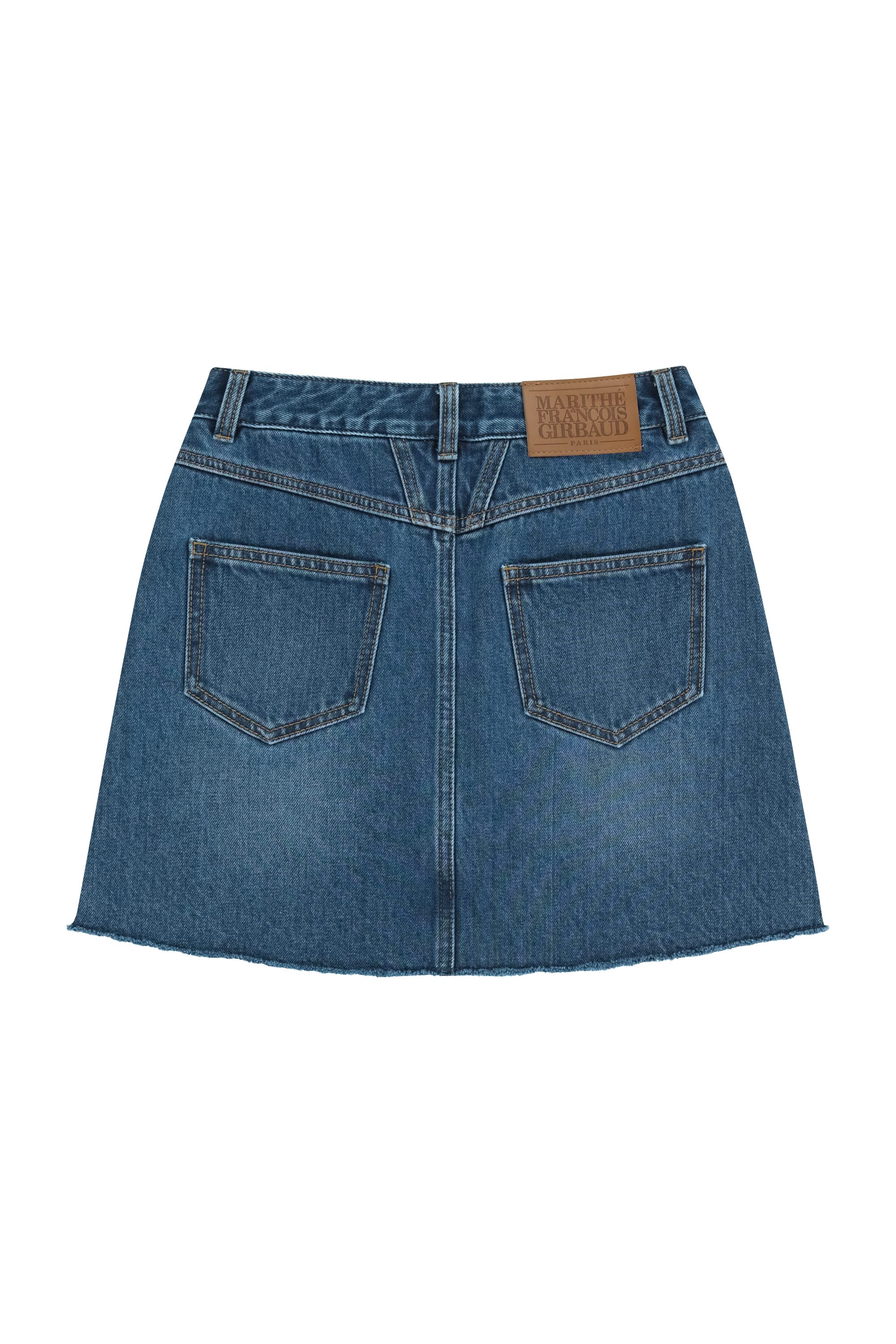 W RAW EDGE DENIM MINI SKIRT