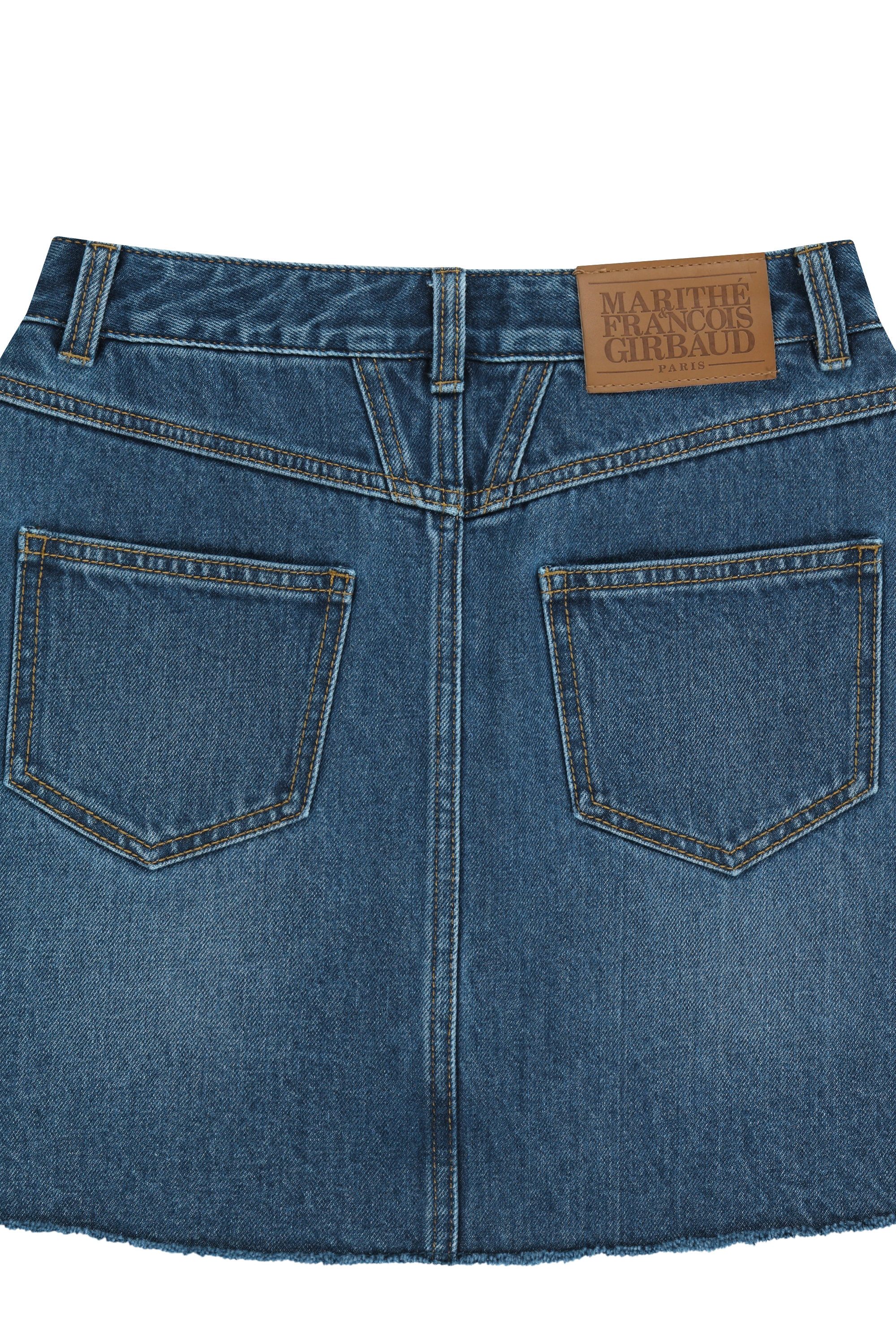 W RAW EDGE DENIM MINI SKIRT