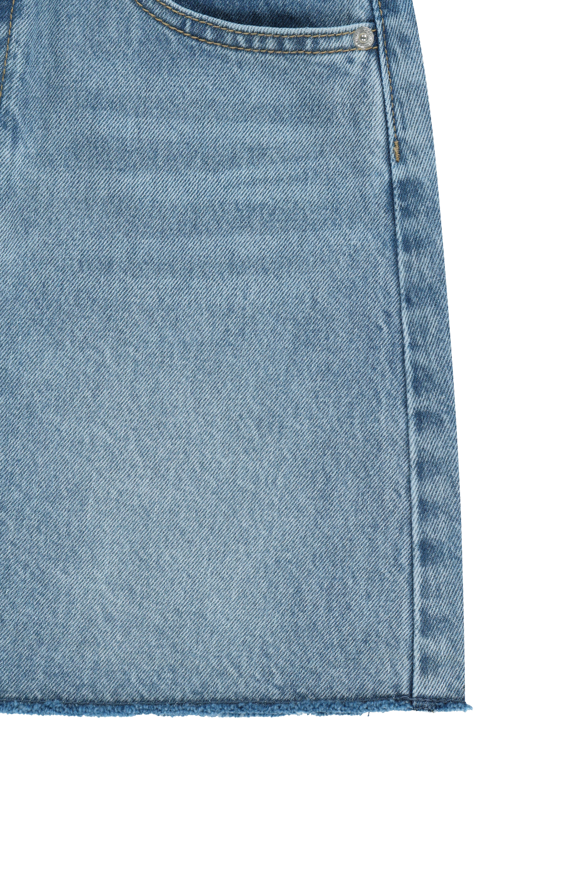 W RAW EDGE DENIM MINI SKIRT