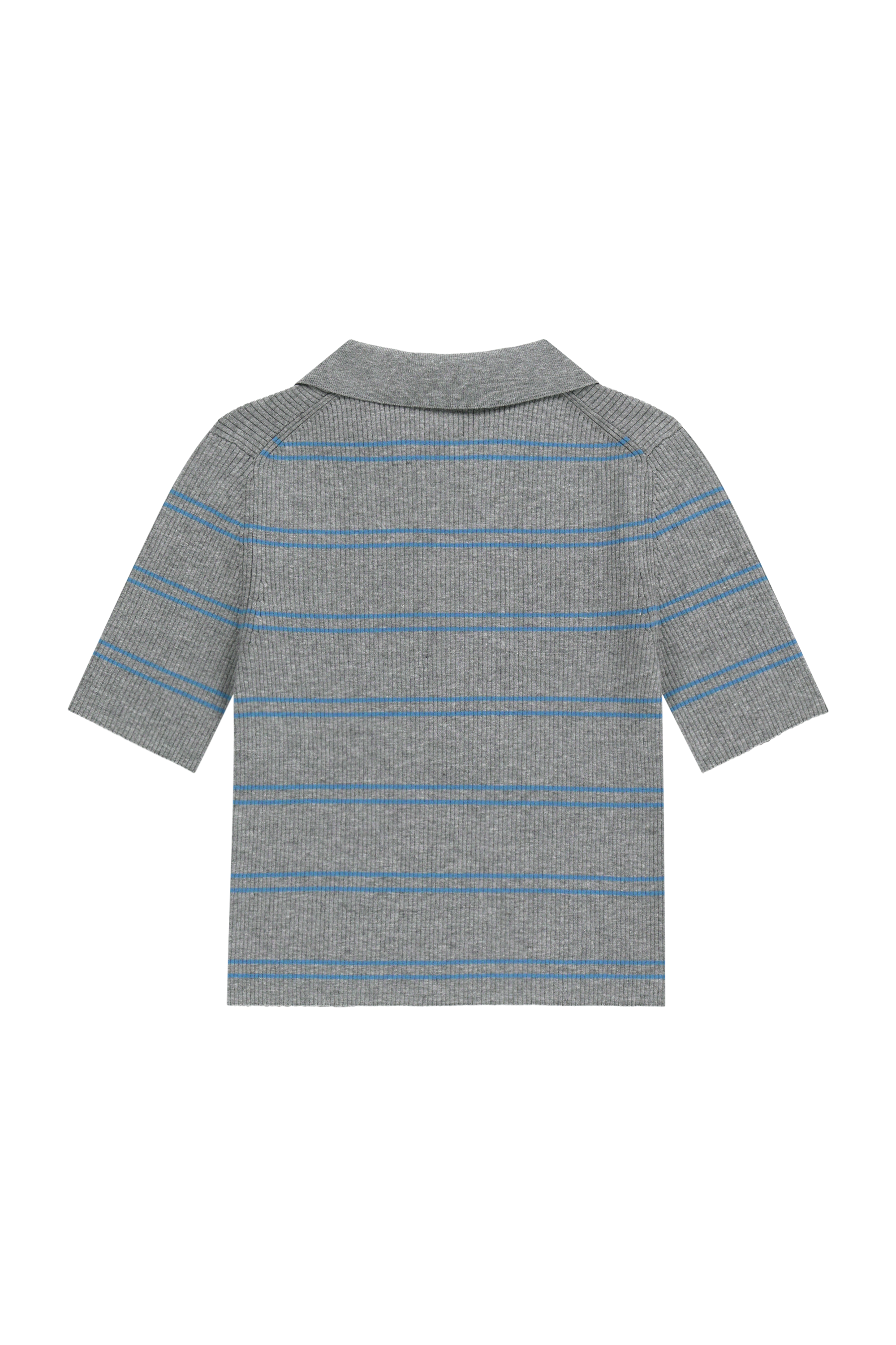 W STRIPE HALF ZIP UP SLIM KNIT
