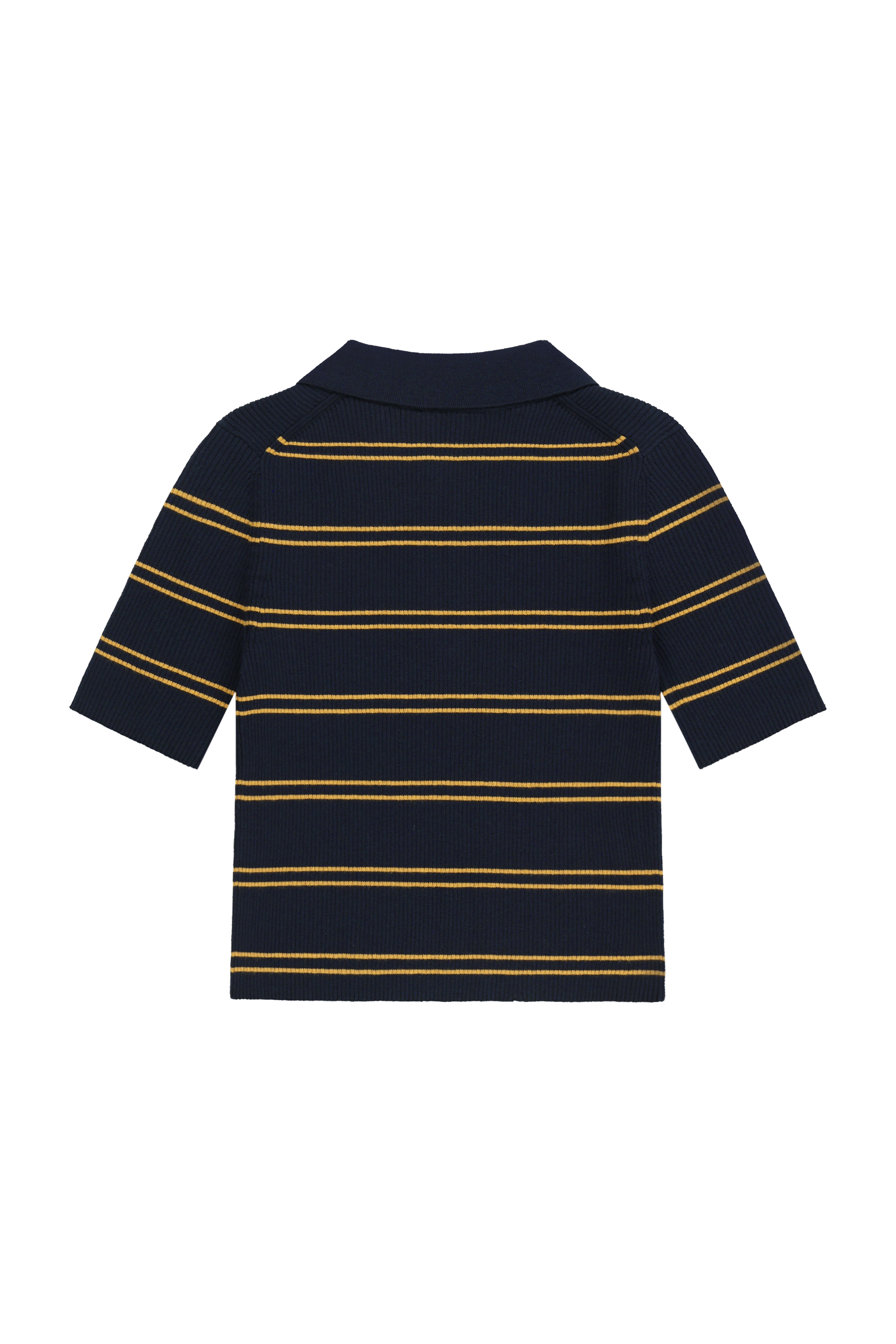 W STRIPE HALF ZIP UP SLIM KNIT