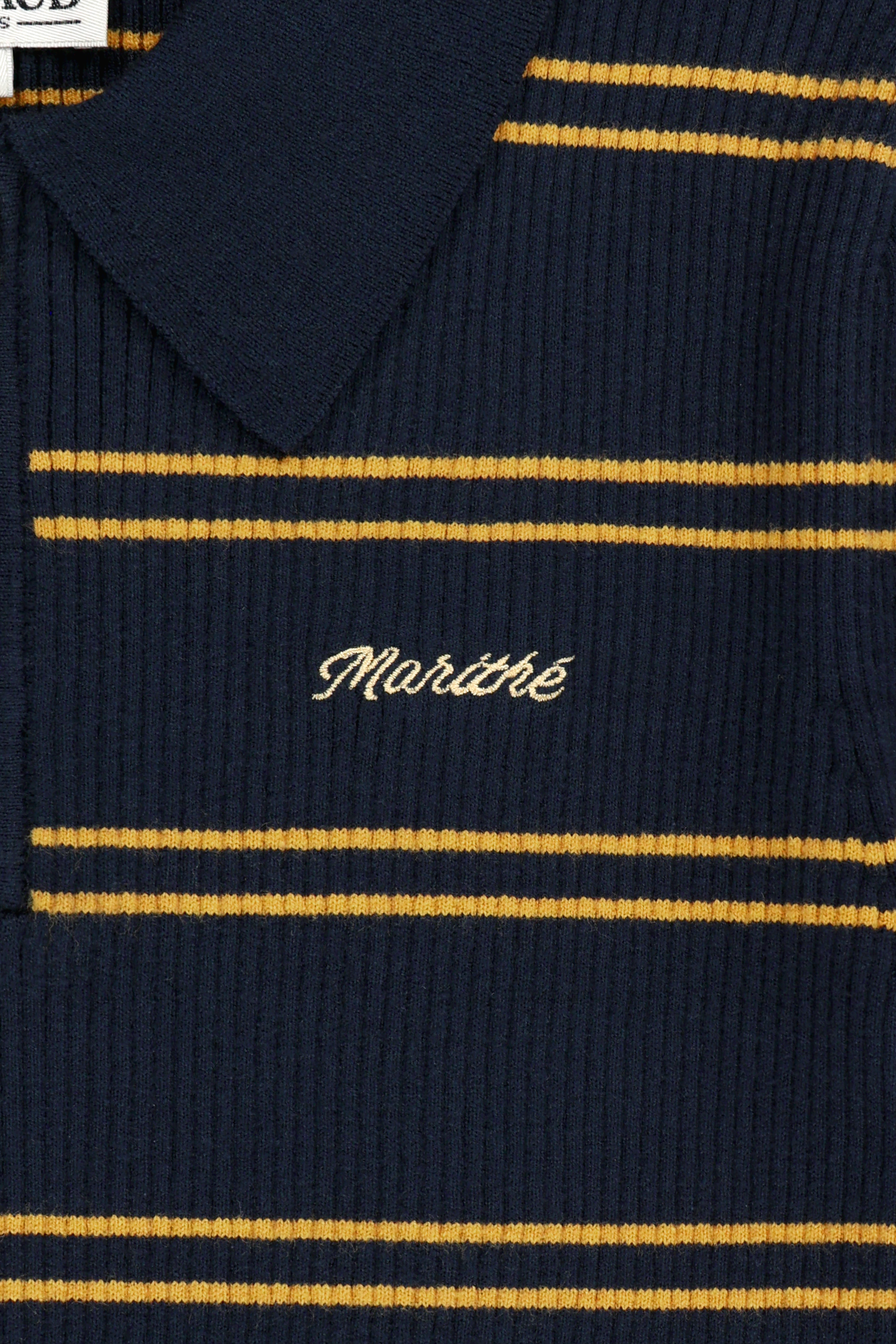 W STRIPE HALF ZIP UP SLIM KNIT