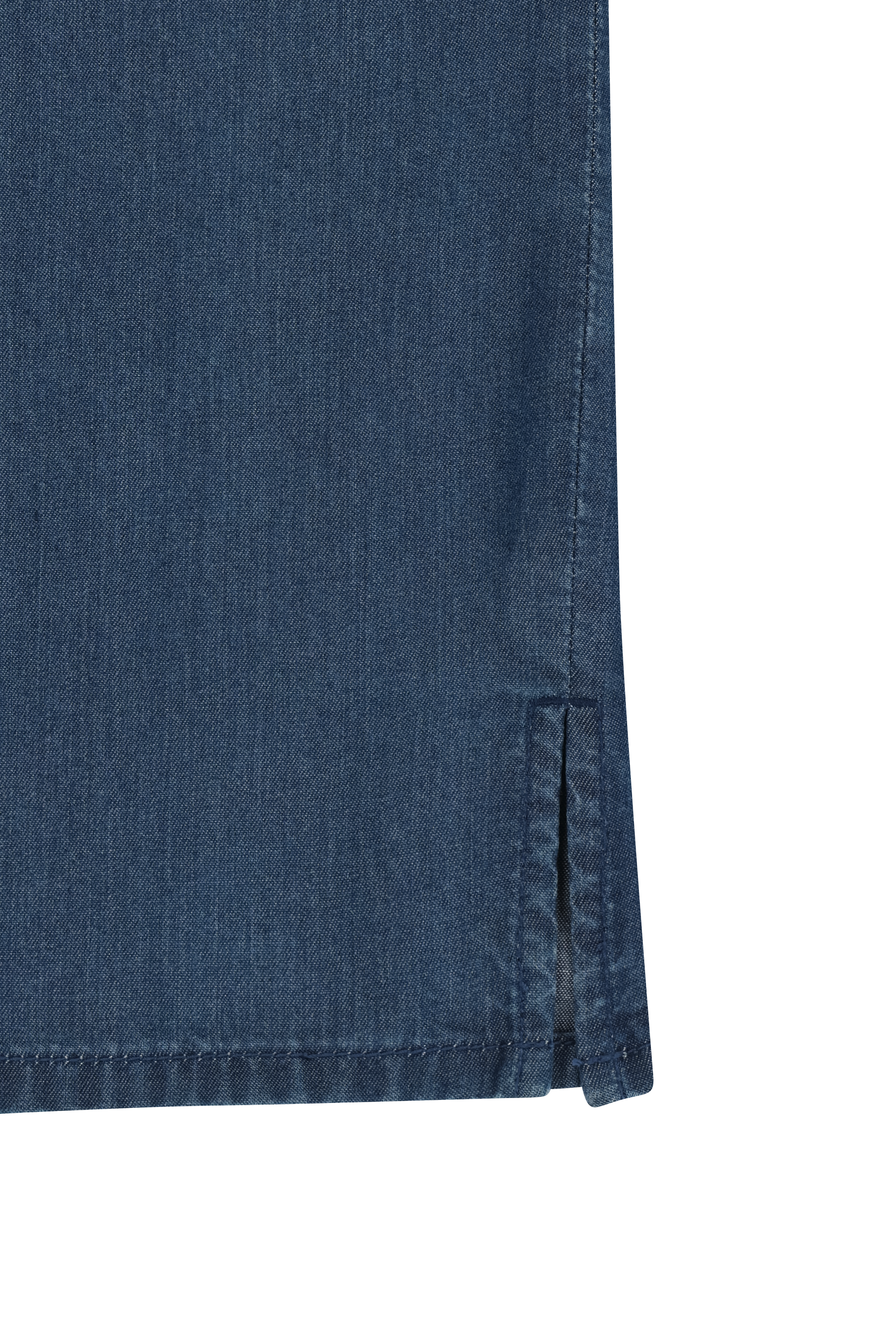 W SAILOR COLLAR SHORT SLEEVE CHAMBRAY SHIRT