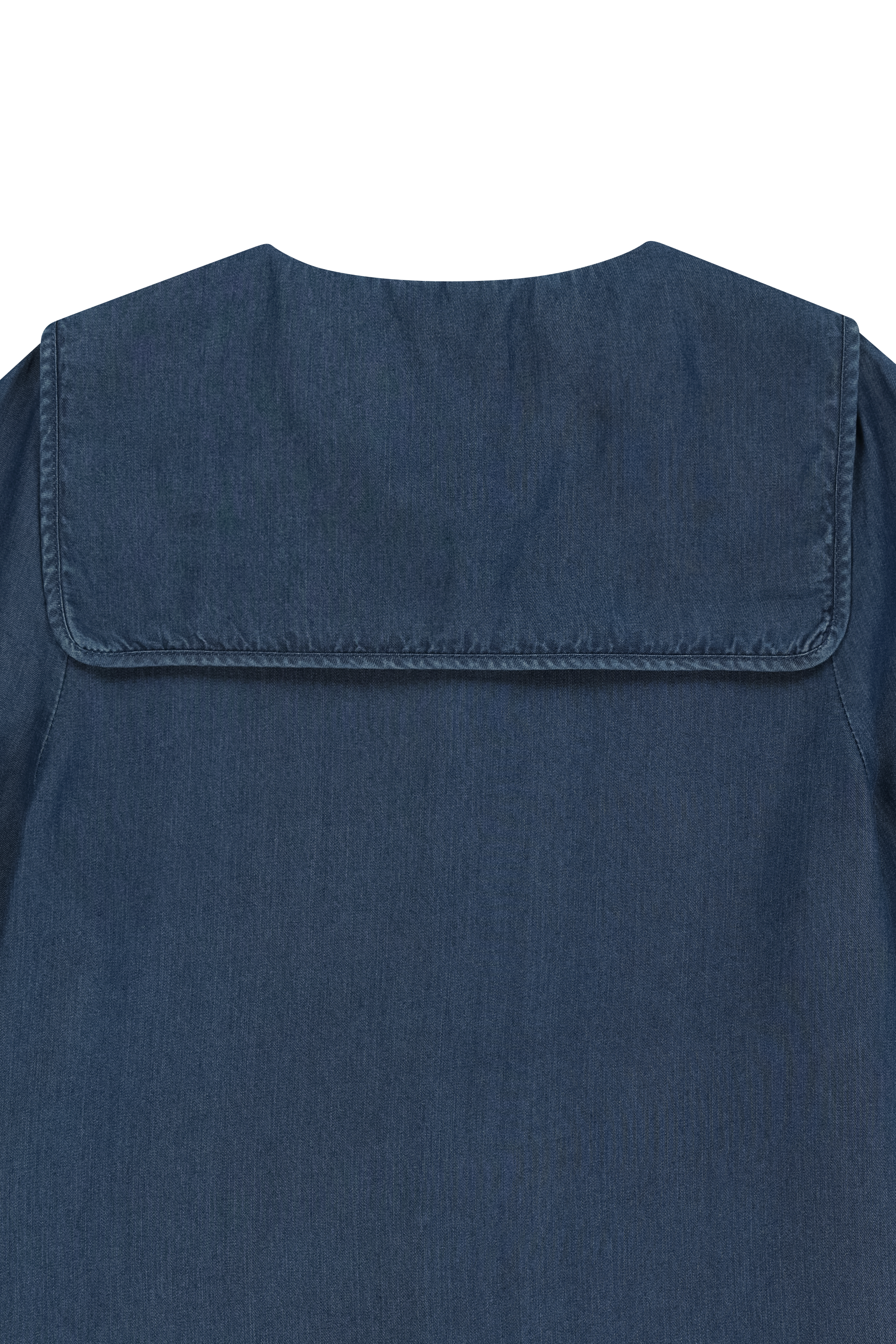 W SAILOR COLLAR SHORT SLEEVE CHAMBRAY SHIRT