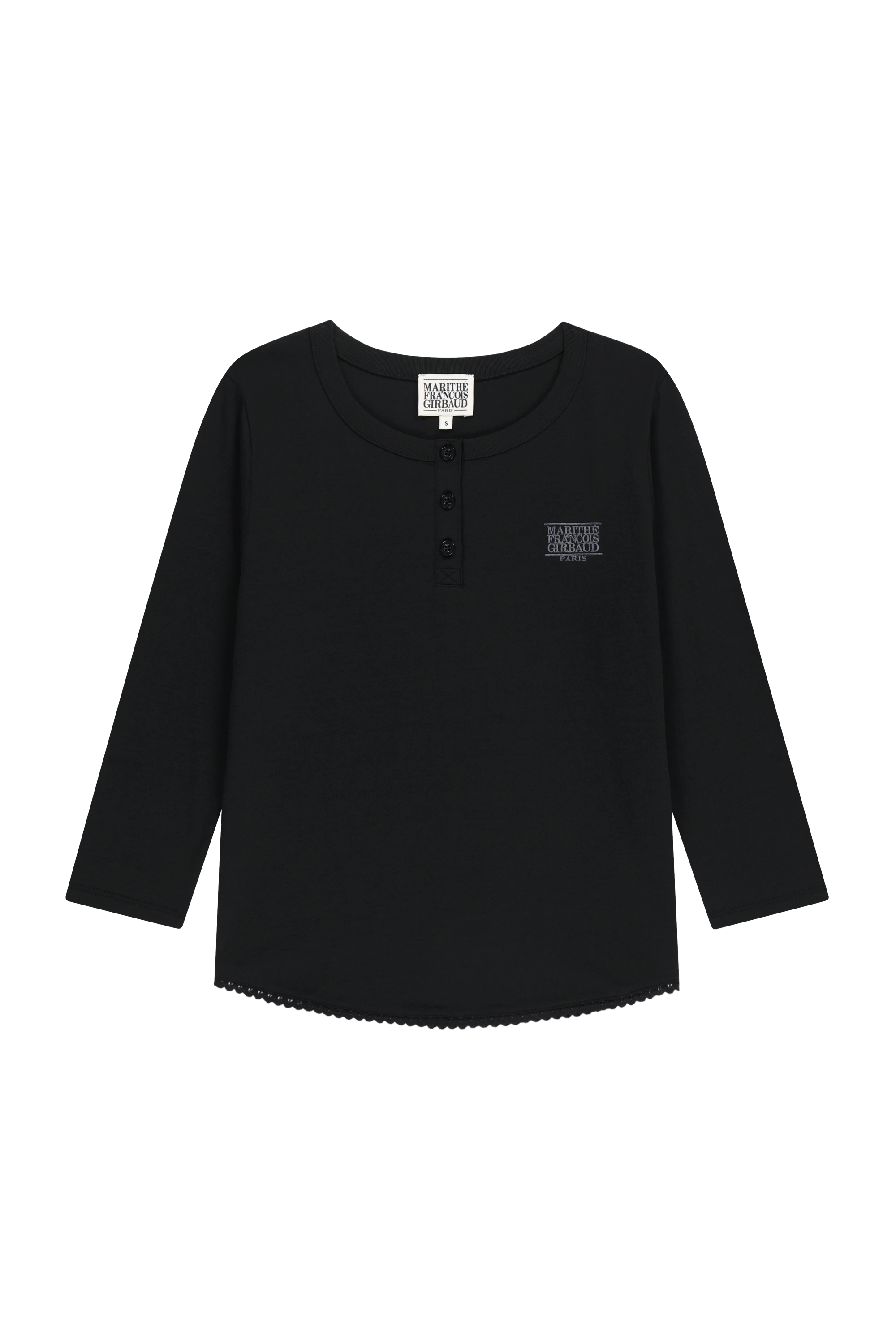 W SMALL CLASSIC LOGO HENLEY NECK 3/4 SLEEVE TEE