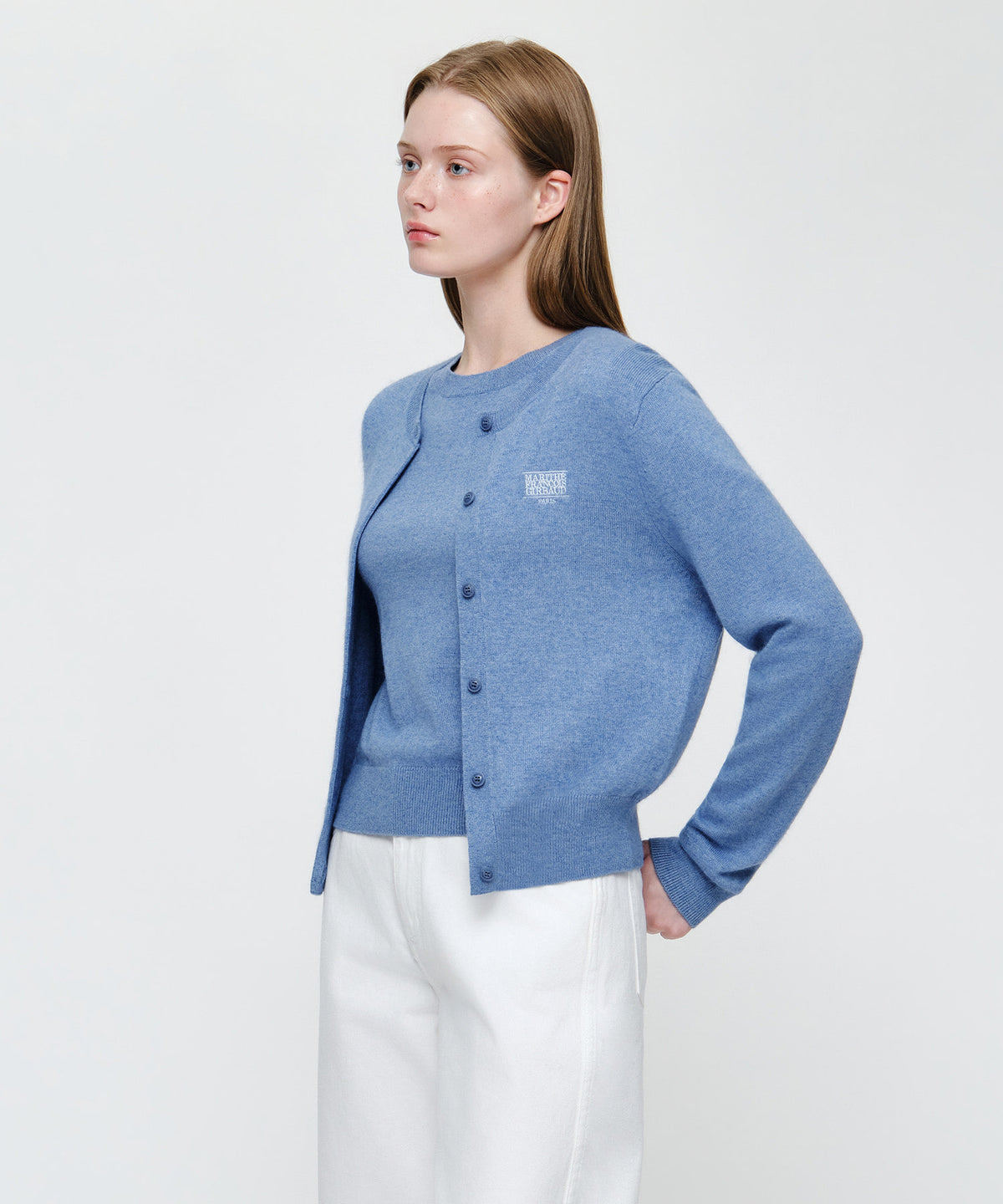 W SMALL CLASSIC LOGO ROUND NECK CARDIGAN SET UP
