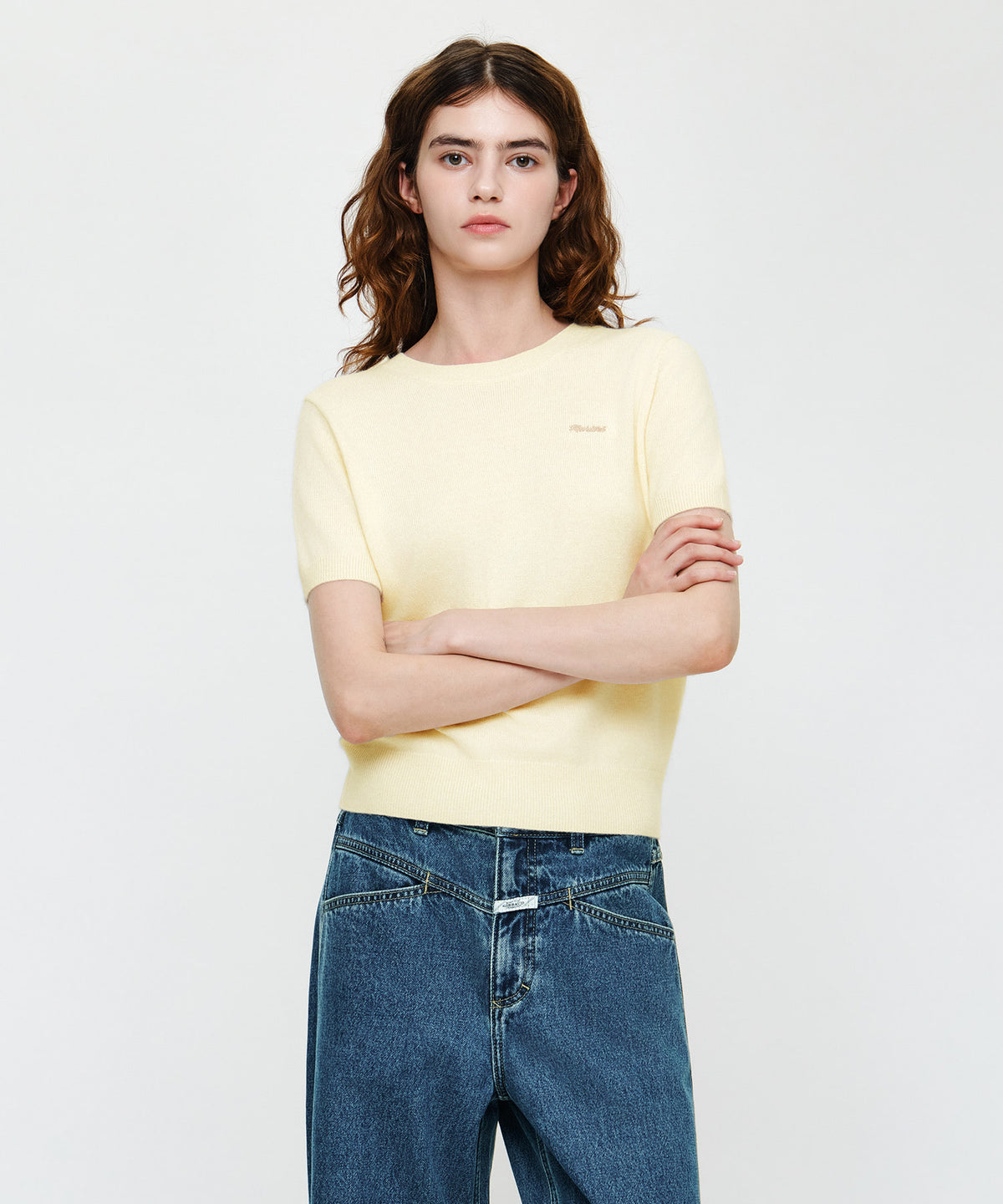 W SMALL CLASSIC LOGO ROUND NECK CARDIGAN SET UP