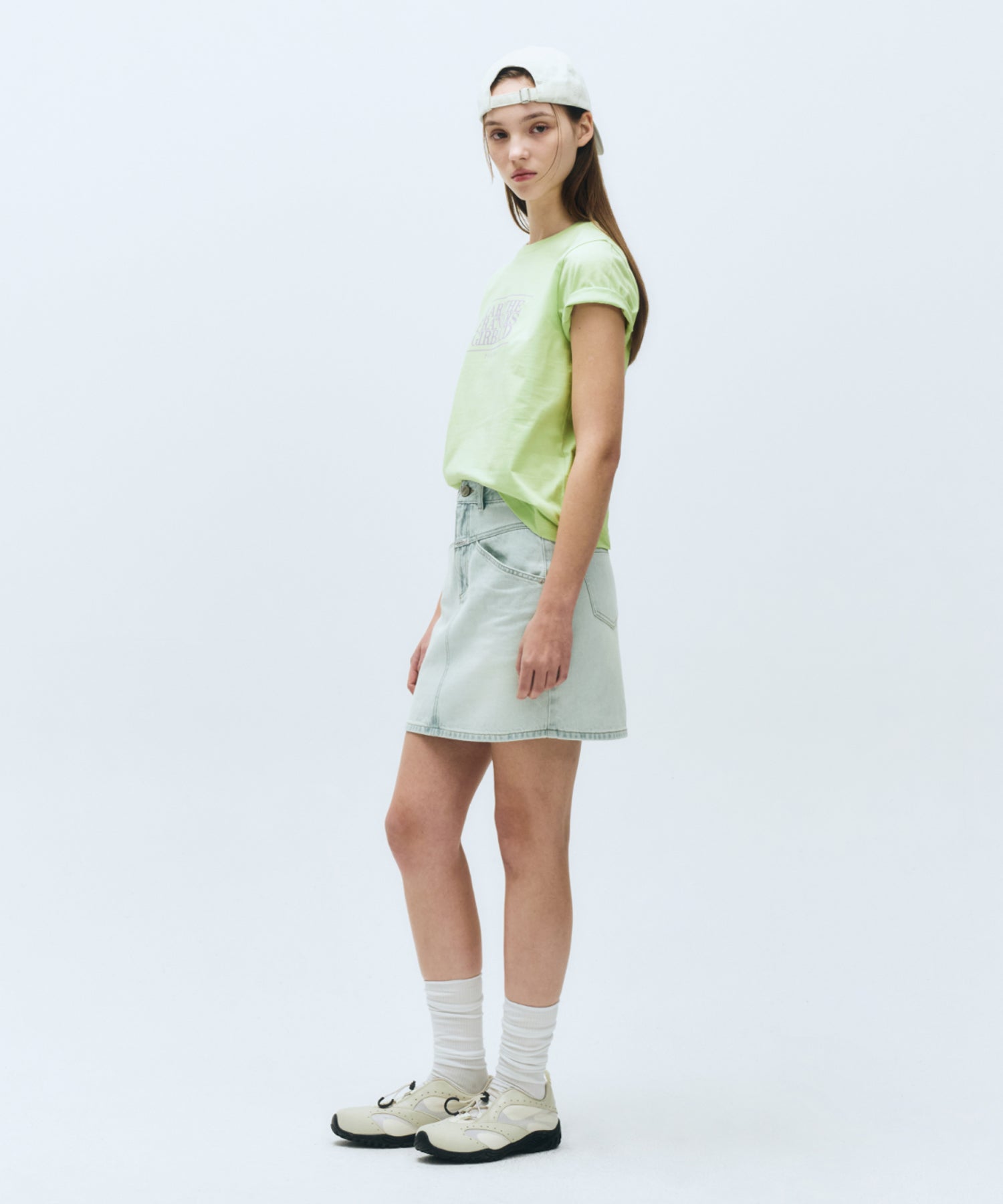 W STRAIGHT DENIM MINI SKIRT