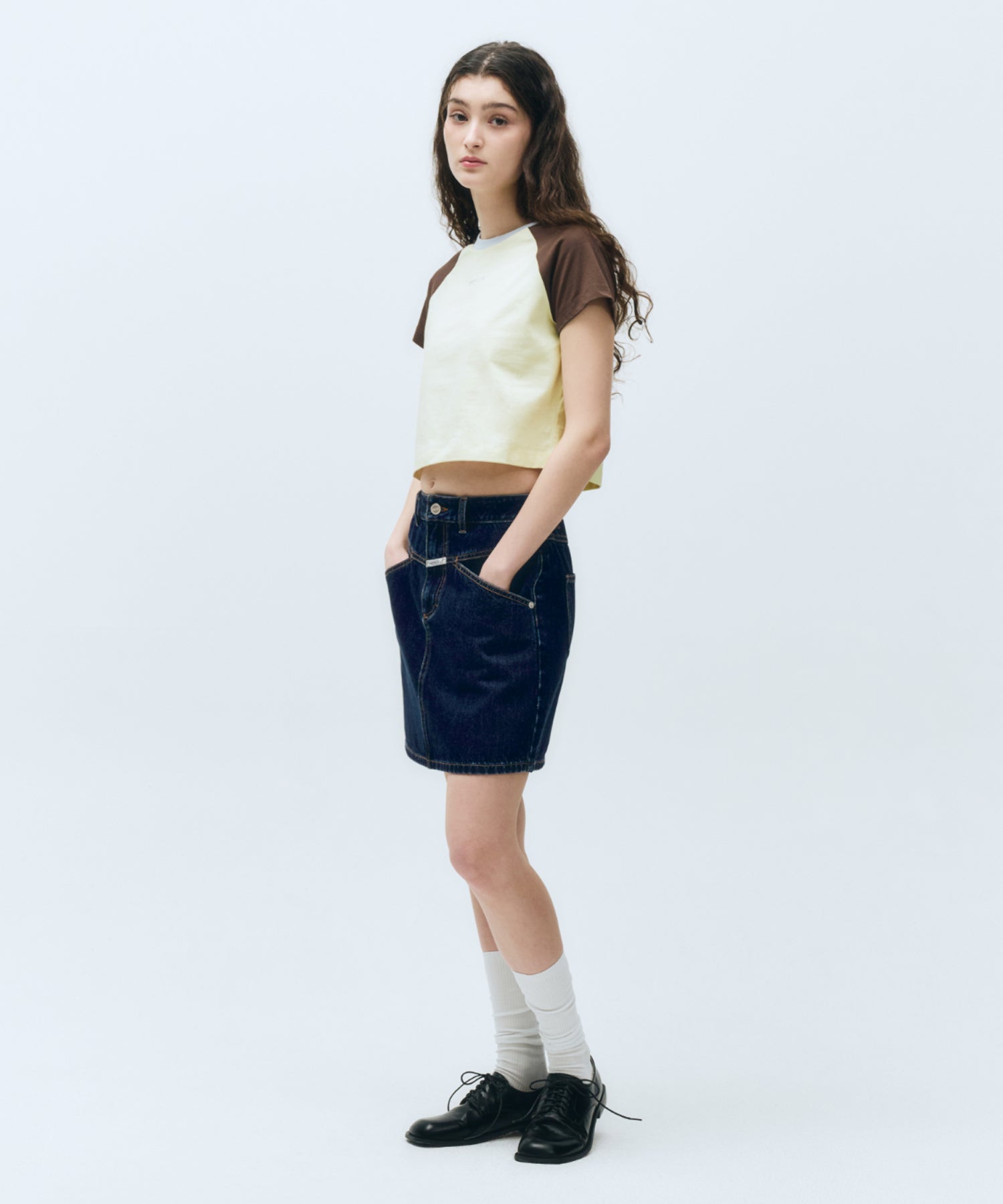 W STRAIGHT DENIM MINI SKIRT