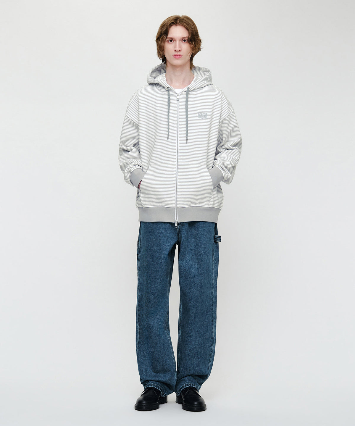 SMALL CLASSIC LOGO STRIPE OVERSIZED HOODIE ZIPUP