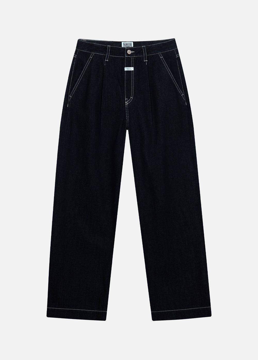 W LOW-WAIST TUCK WIDE DENIM PANTS