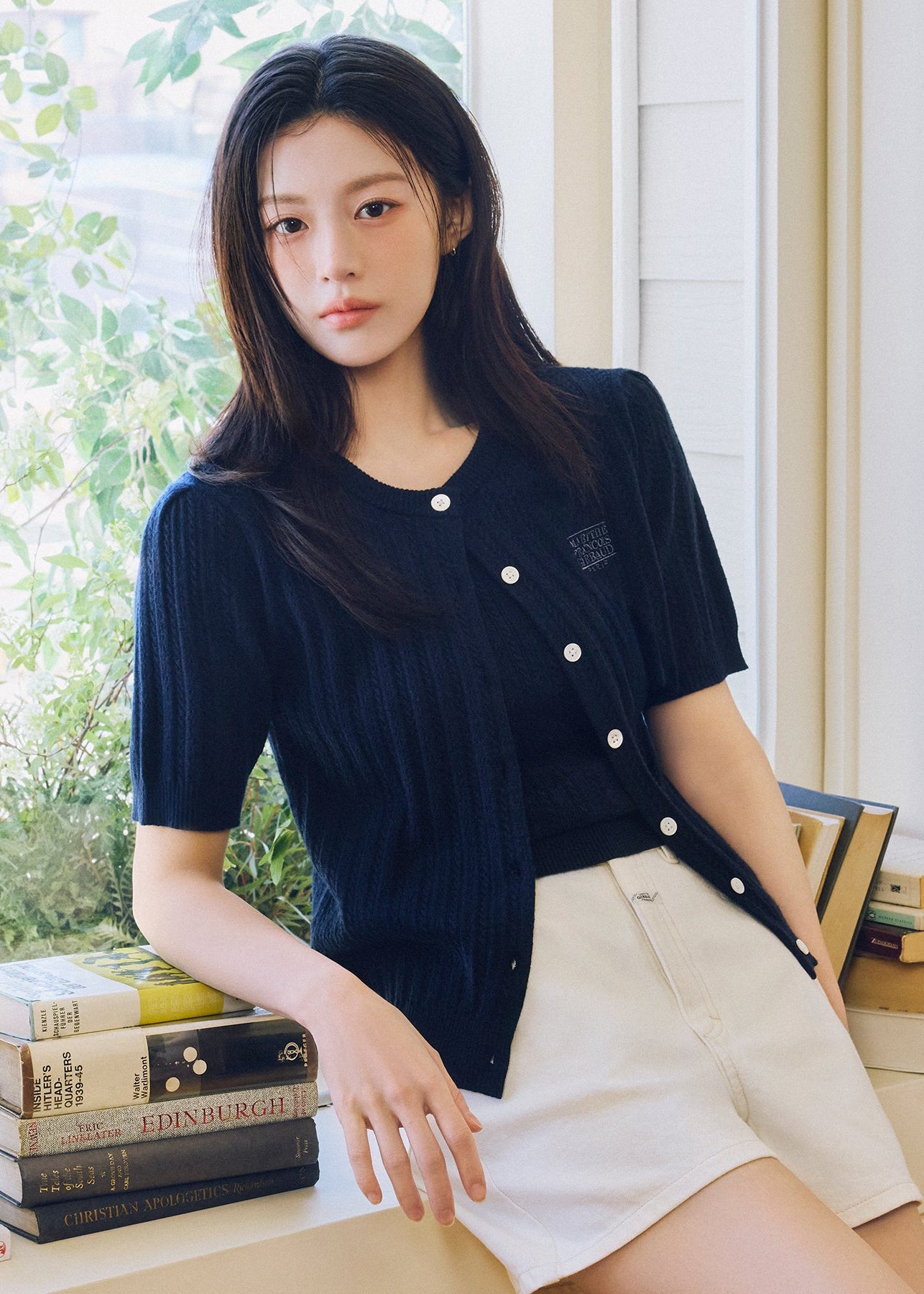 W SMALL CLASSIC LOGO HALF KNIT CARDIGAN SET UP