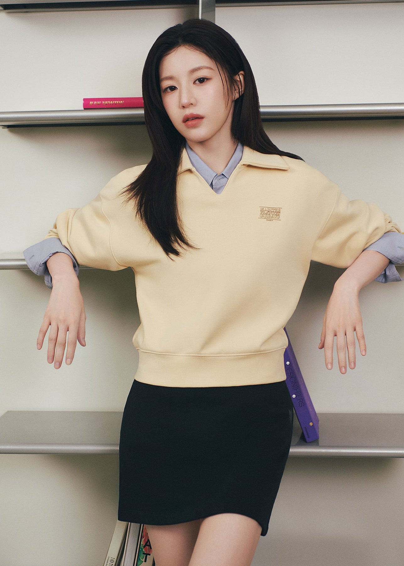 トップス rosymonster Rwappen college collar sweat W DOODLE CLASSIC LOGO COLLAR SWEATSHIRT