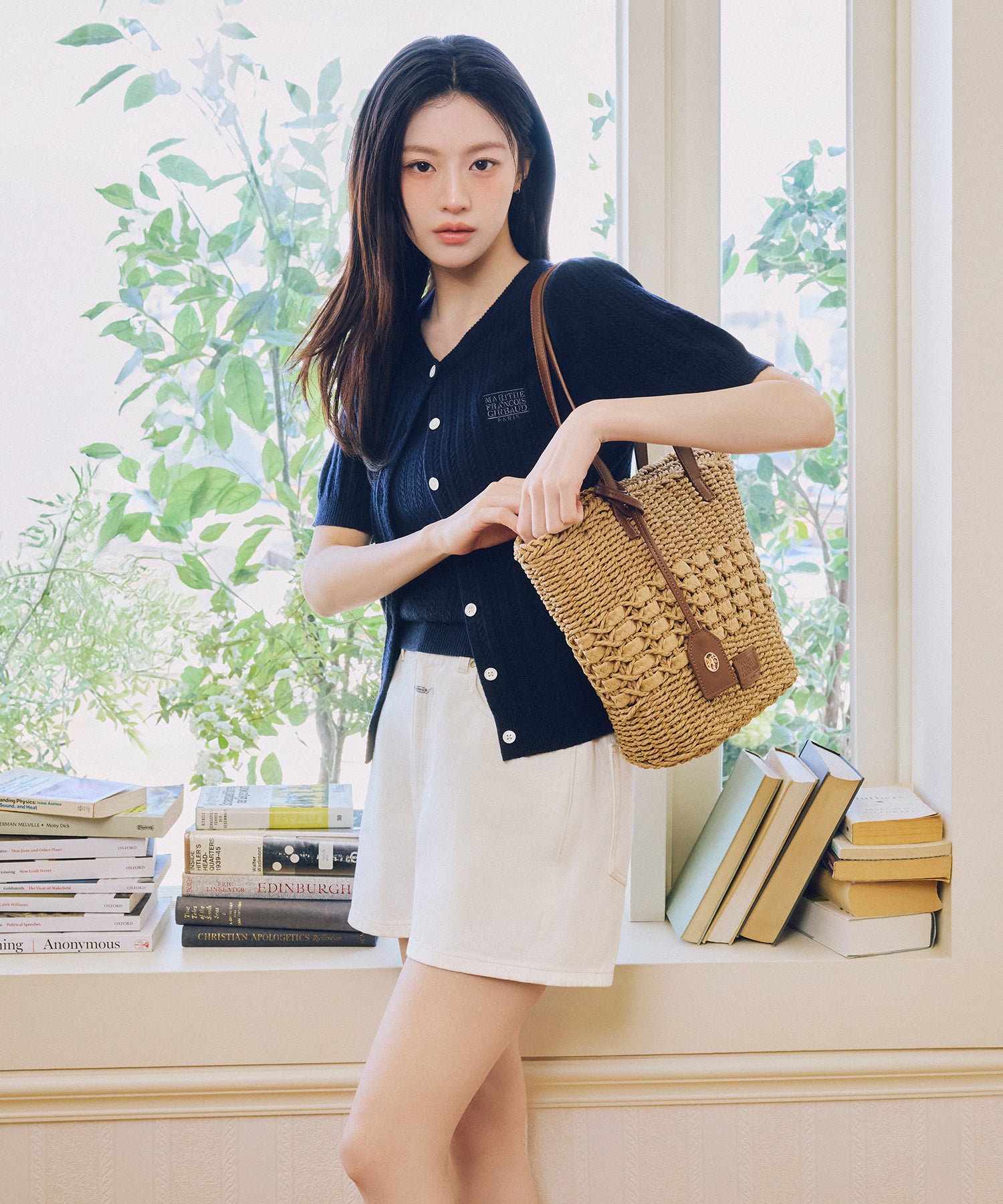 W SMALL CLASSIC LOGO HALF KNIT CARDIGAN SET UP