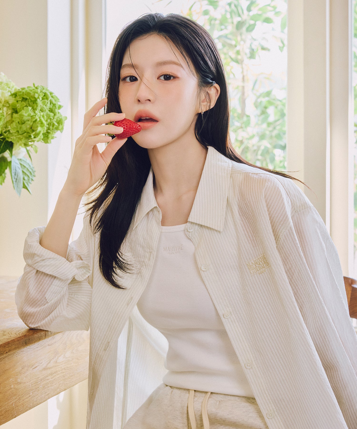 W PATTERN SHEER SHIRT