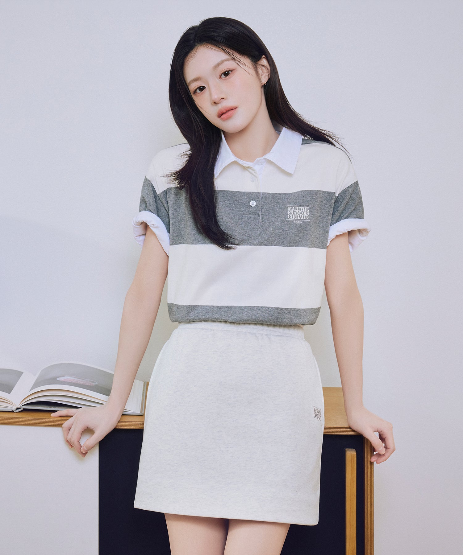 W VINTAGE CLASSIC LOGO SWEAT MINI SKIRT
