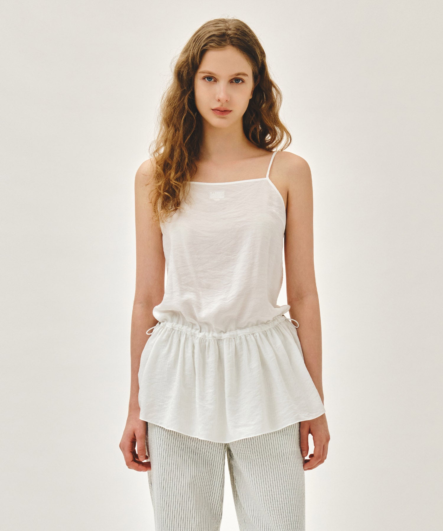 W SHIRRING SLEEVELESS DRESS