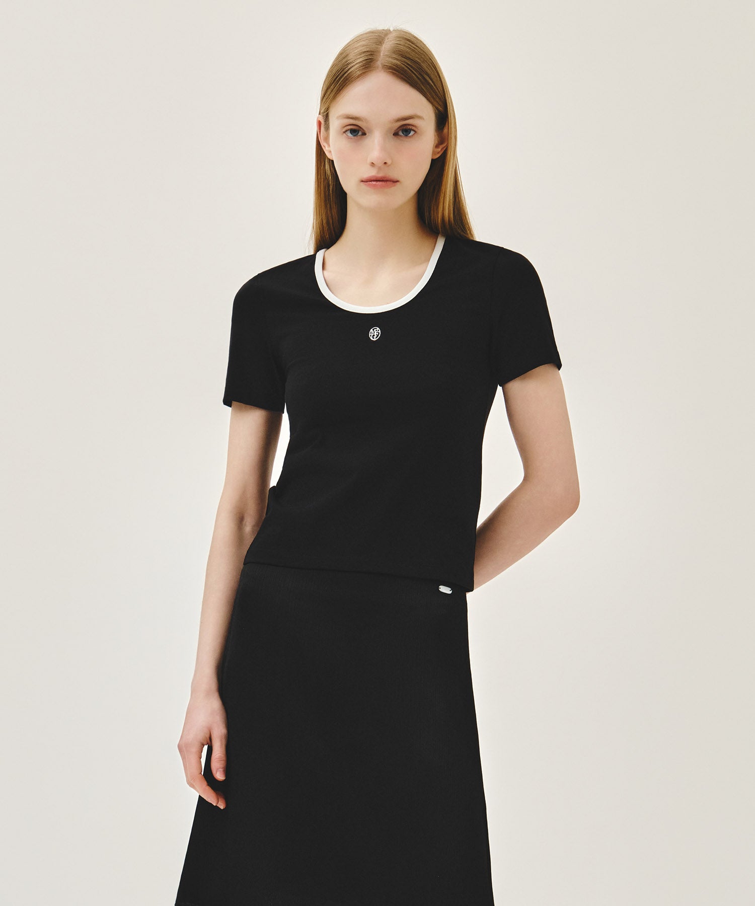 W DEEP NECK RINGER TEE