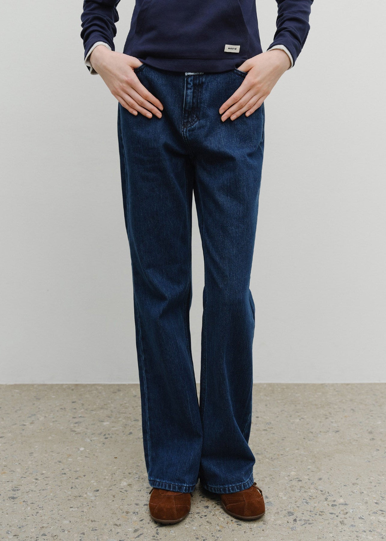 W SLIM BOOT-CUT DENIM PANTS
