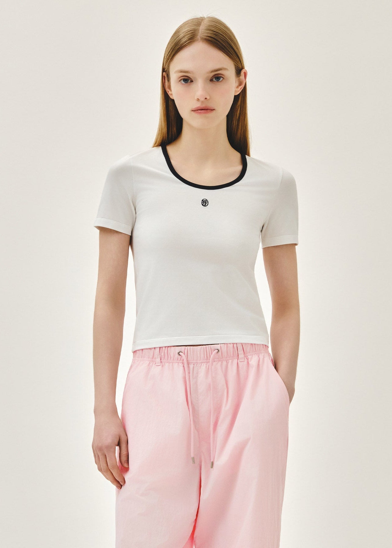 W DEEP NECK RINGER TEE