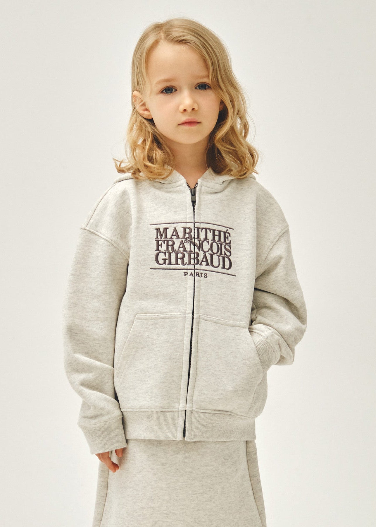 KIDS CLASSIC LOGO EMBROIDERY HOODIE ZIP-UP